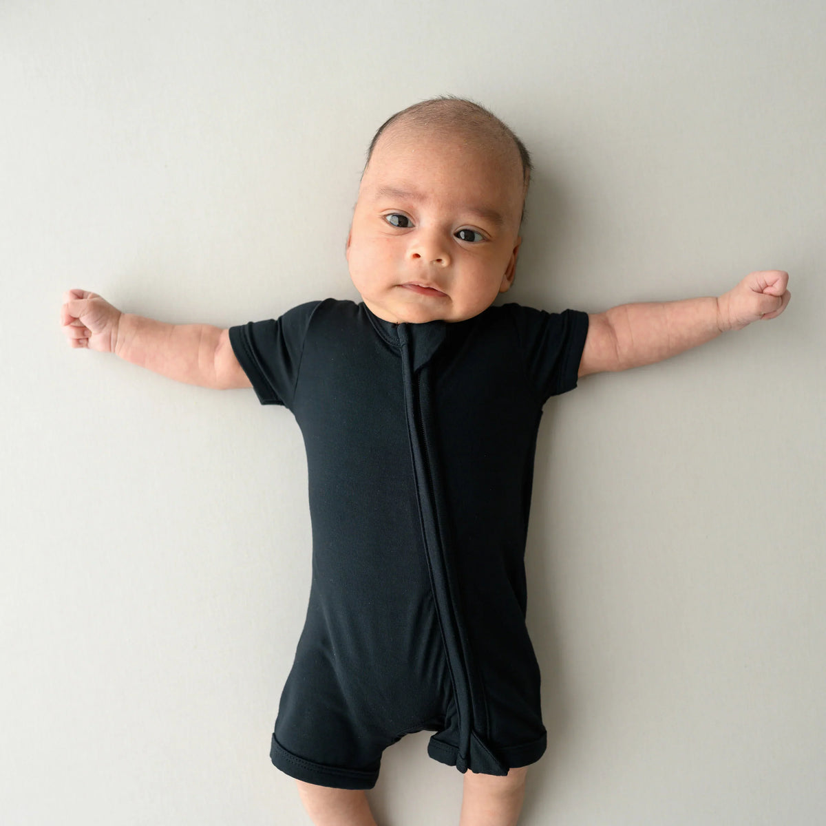 Zippered Shortall Romper in Midnight Main image
