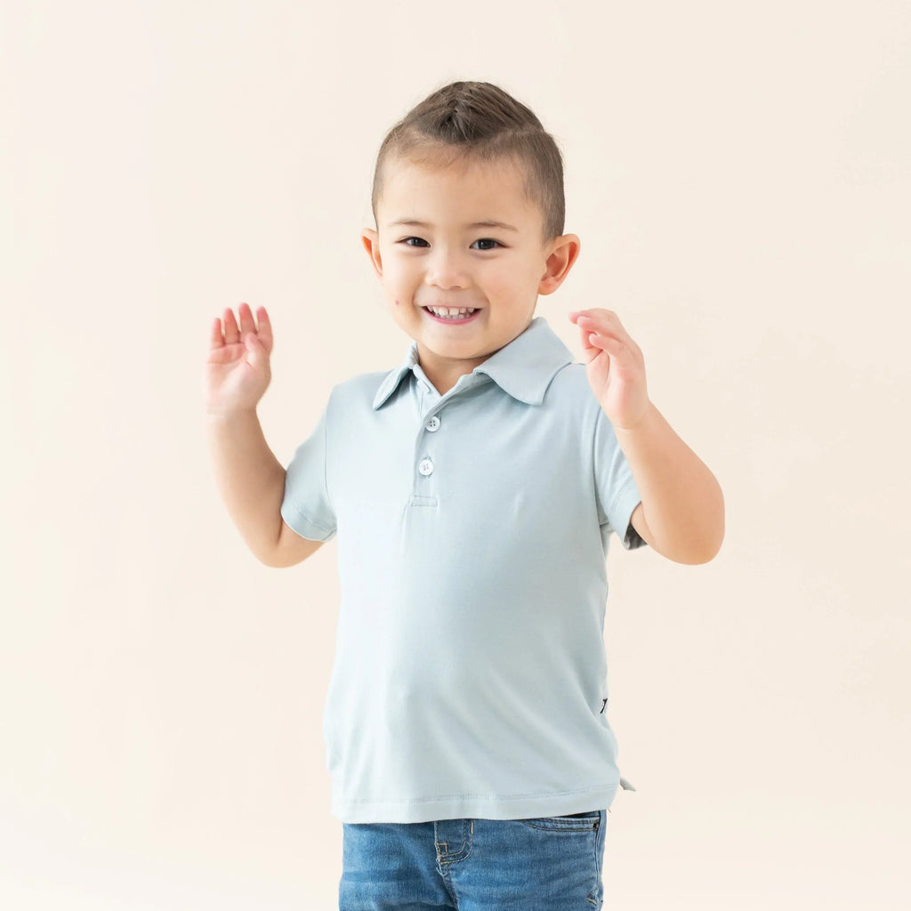 Toddler Short Sleeve Polo in Fog