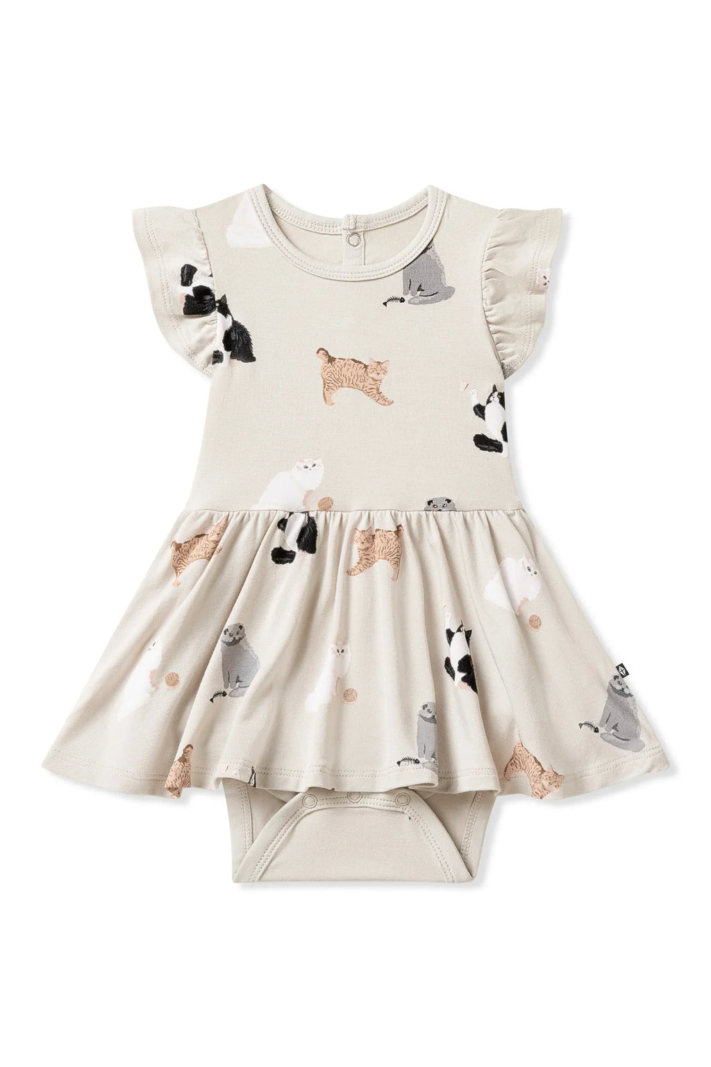 Twirl Bodysuit Dress in Fluffy Cat