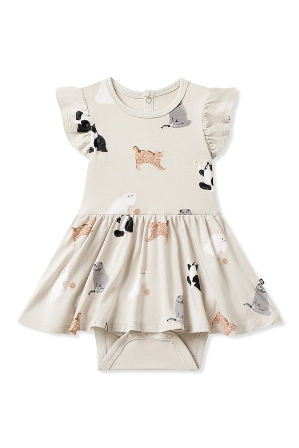Twirl Bodysuit Dress in Fluffy Cat