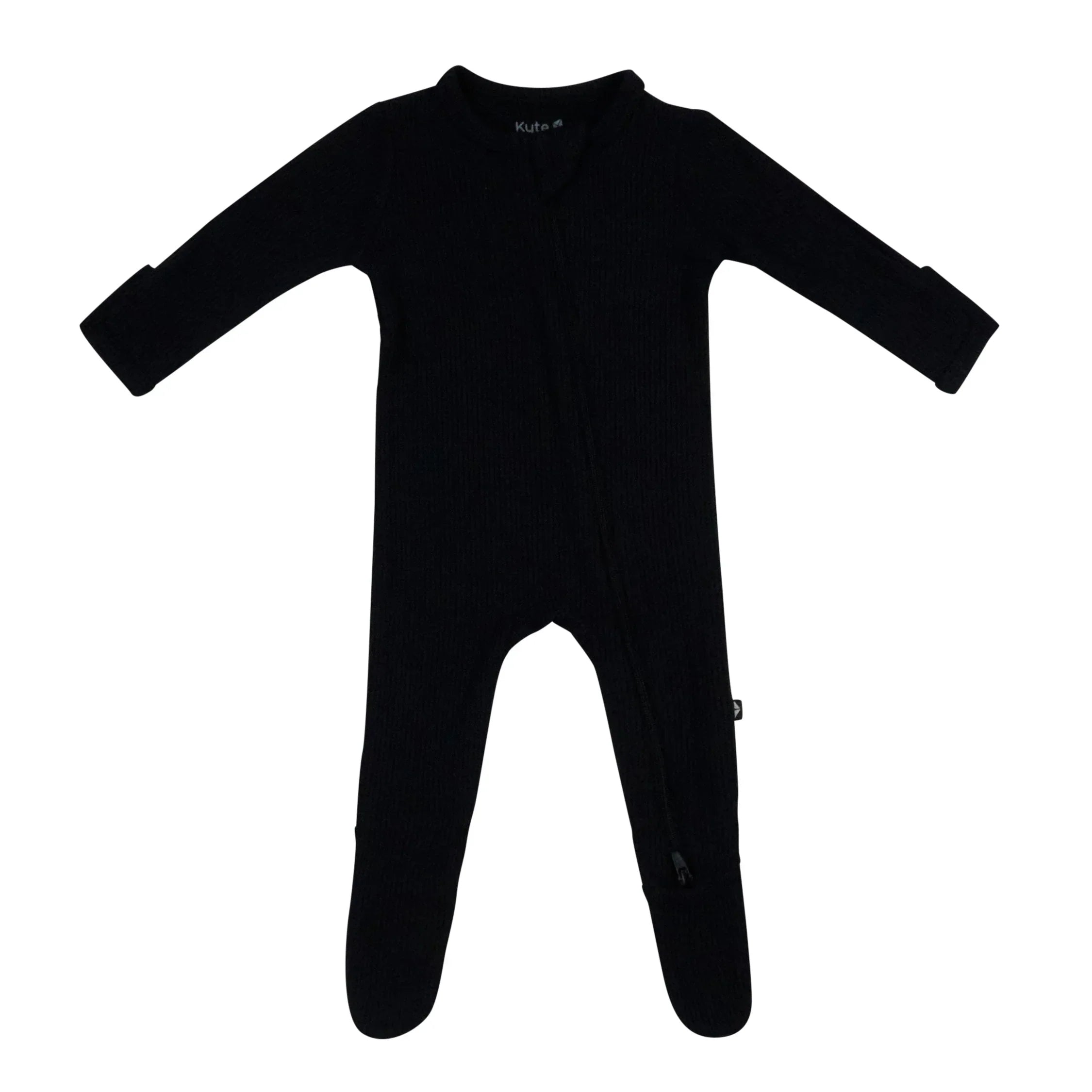 Ribbed Zipper Footie in Midnight Secondary image