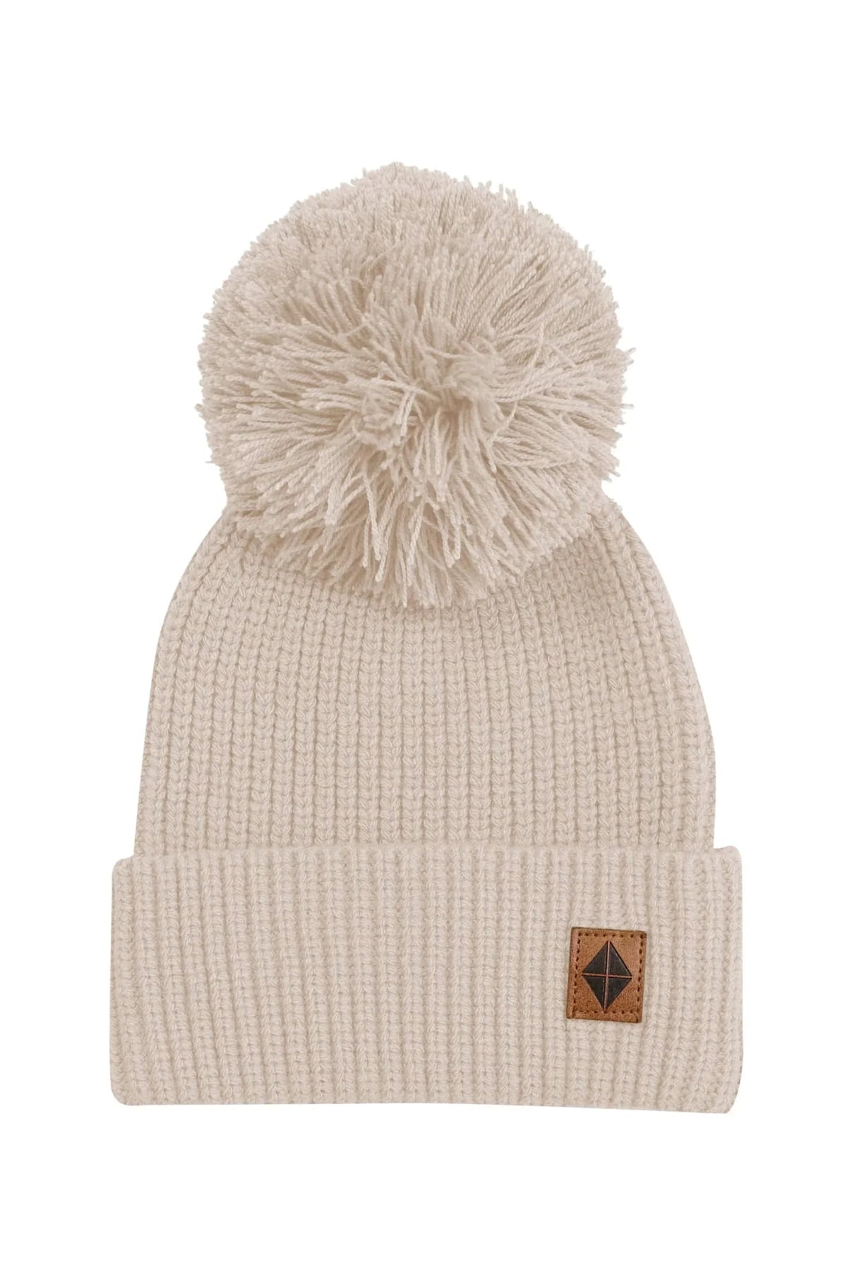 Chunky Knit Pom Beanie in Almond Main image