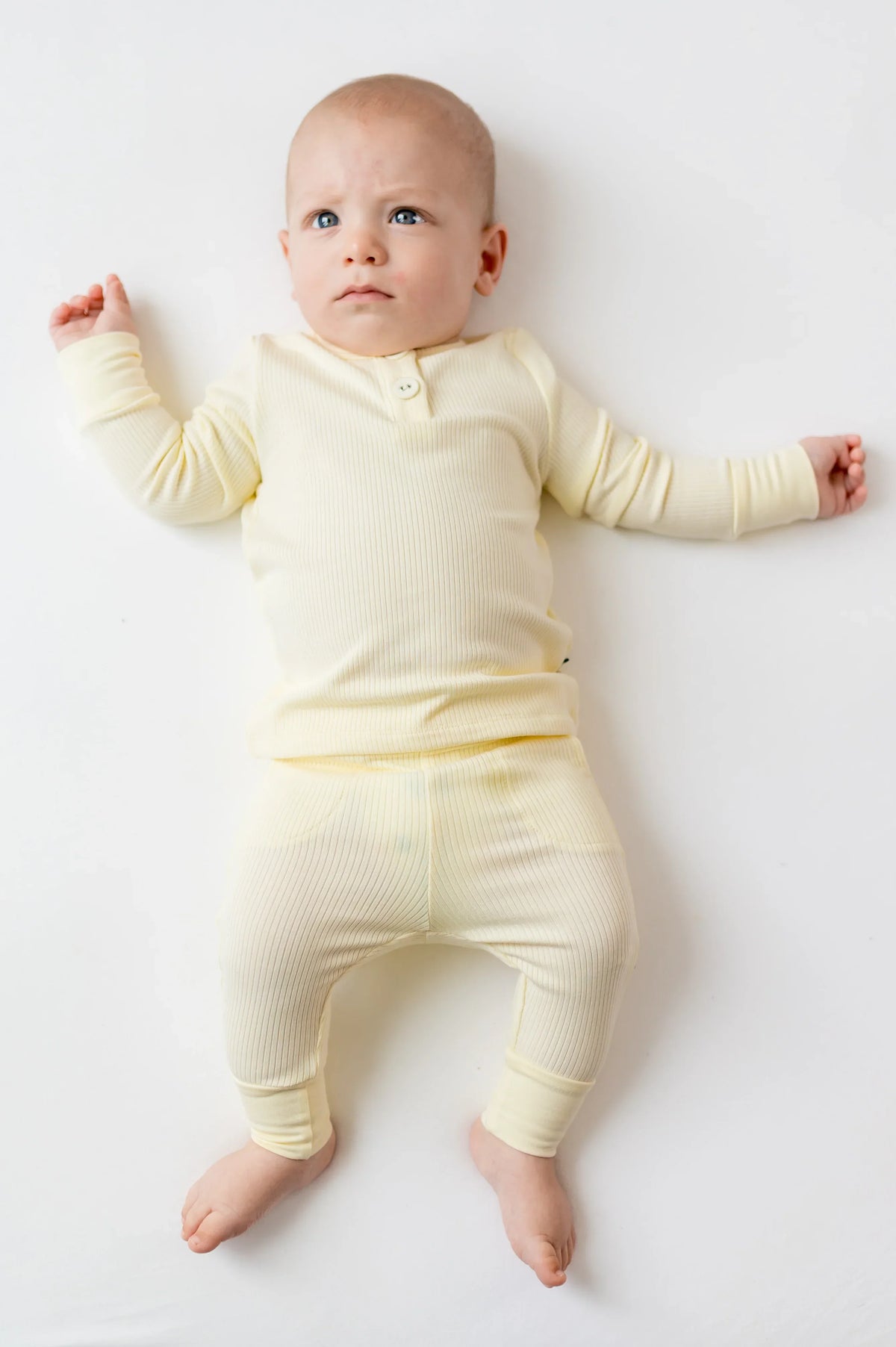 Ribbed Infant Henley Set in Chamomile Main image