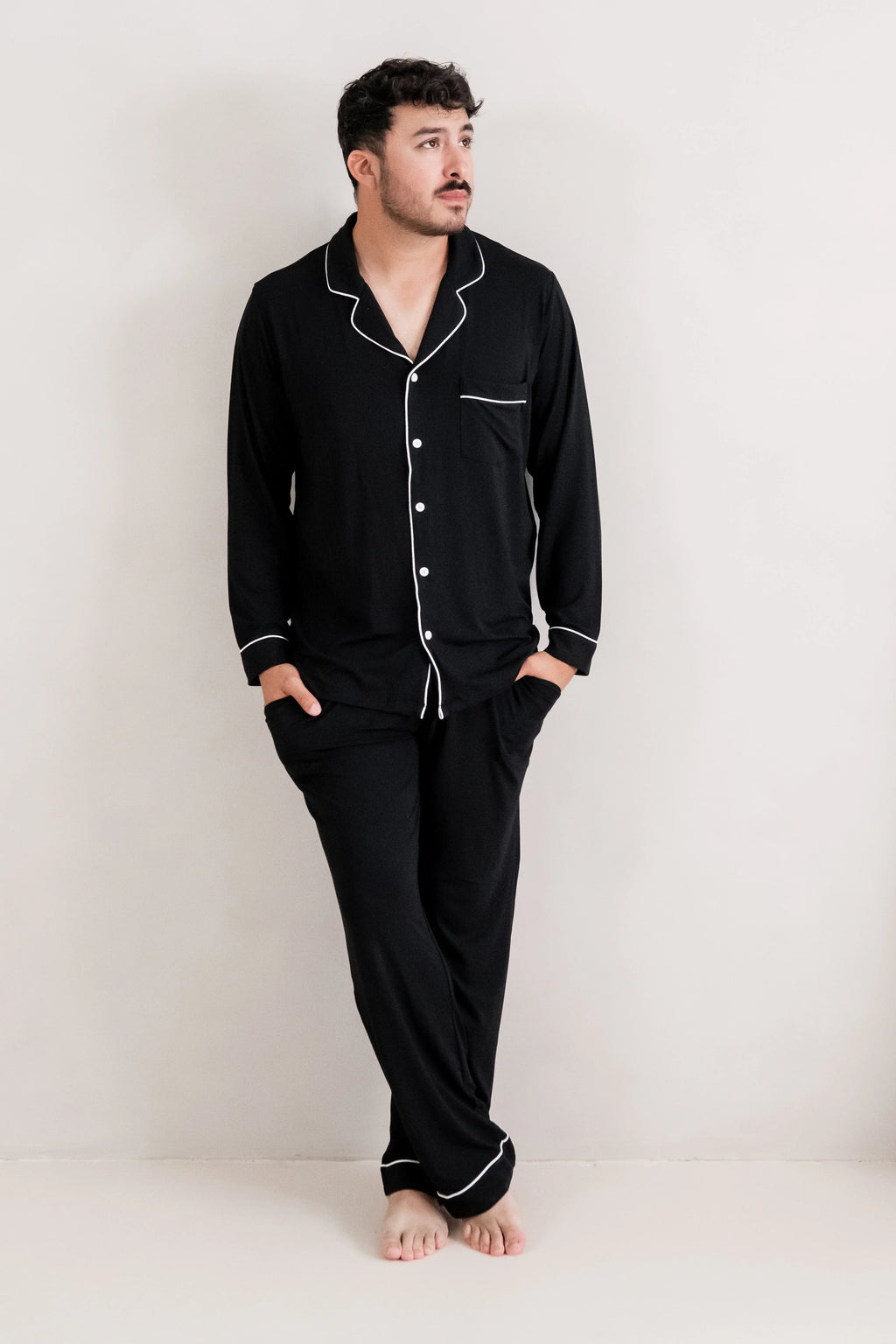Men's Long Sleeve Pajama Set in Midnight