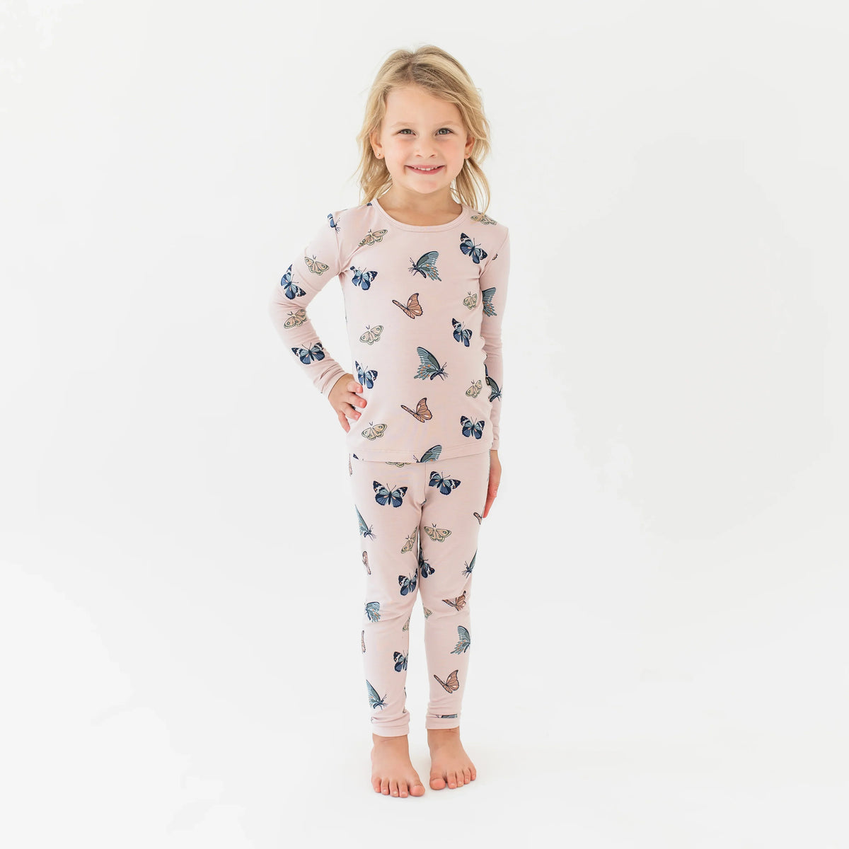 Long Sleeve Pajamas in Blush Butterfly Main image