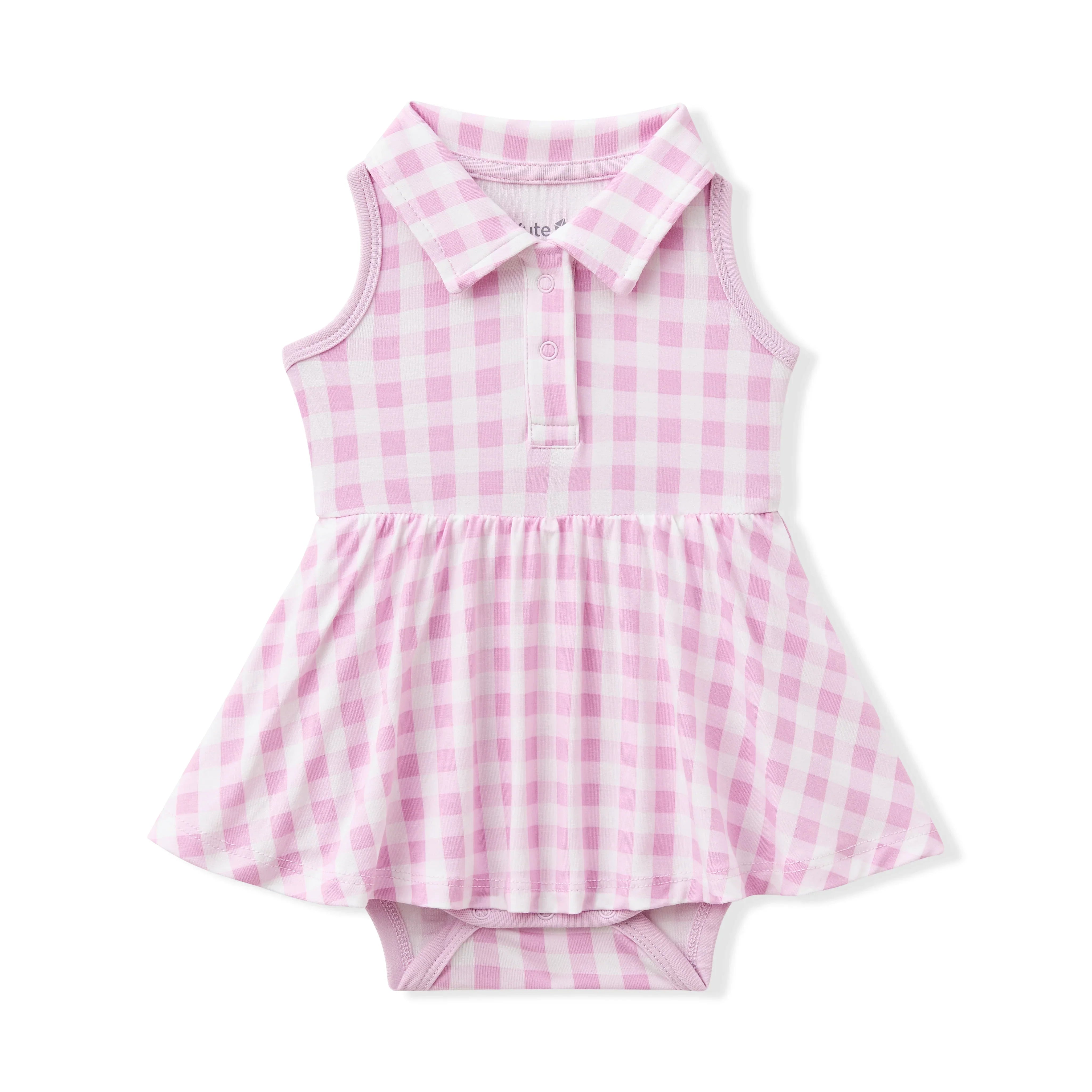 Polo Bodysuit Dress in Gingham Thistle Secondary image