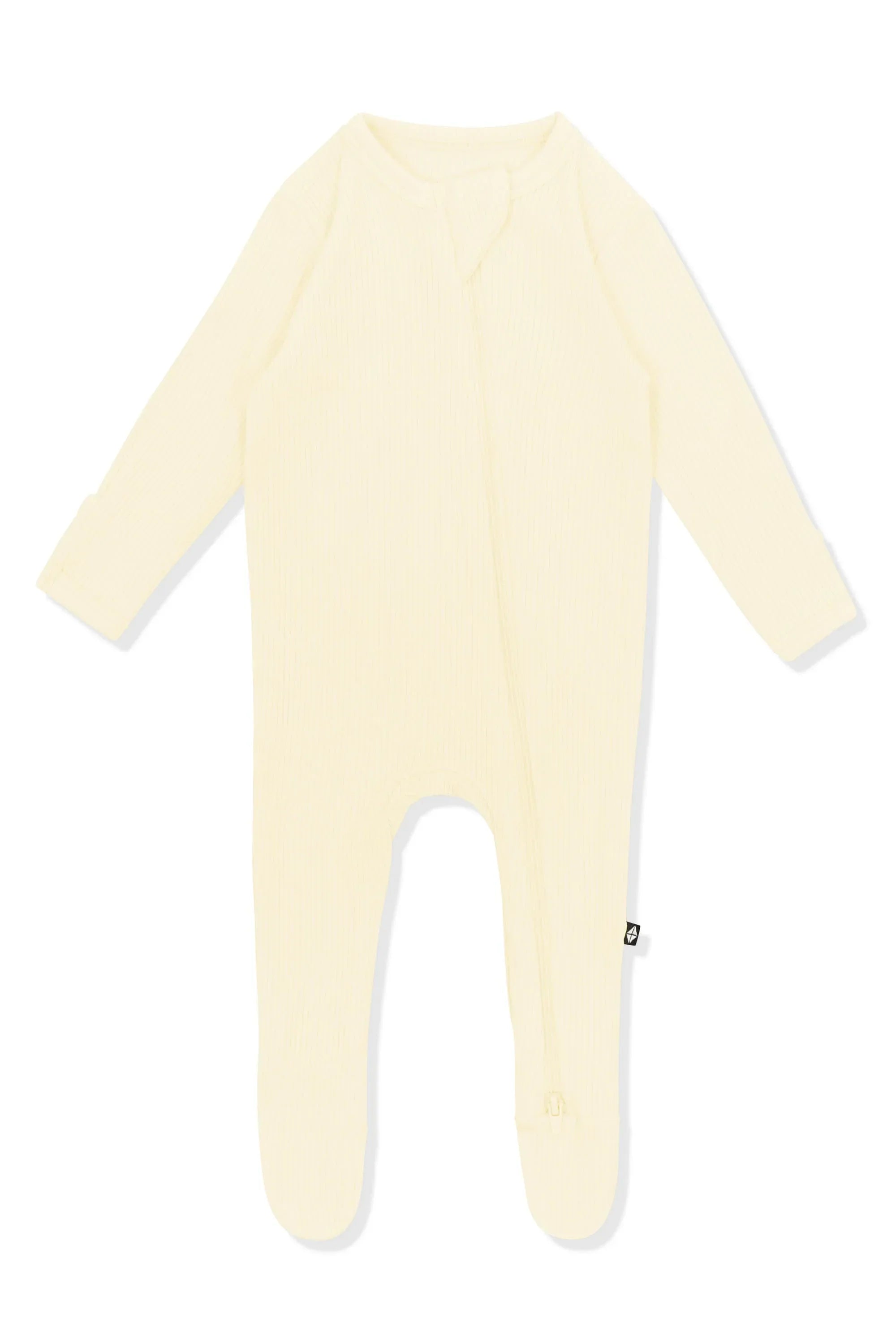 Ribbed Zipper Footie in Chamomile Secondary image