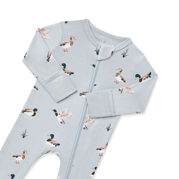 Zippered Romper in Mallard Duck