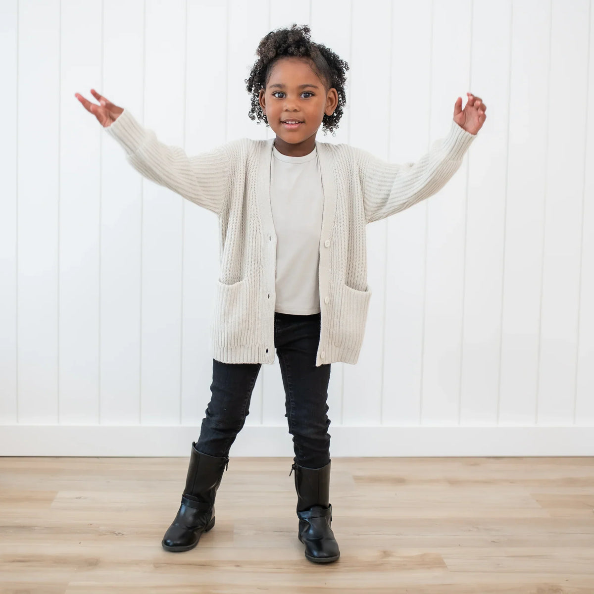 Chunky Knit Oversized Cardigan in Oat Main image