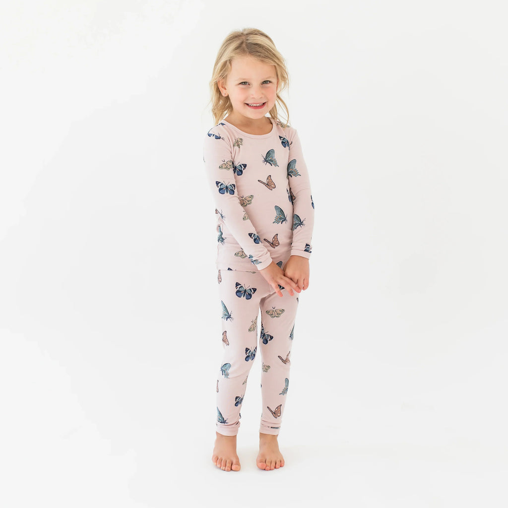 Long Sleeve Pajamas in Blush Butterfly