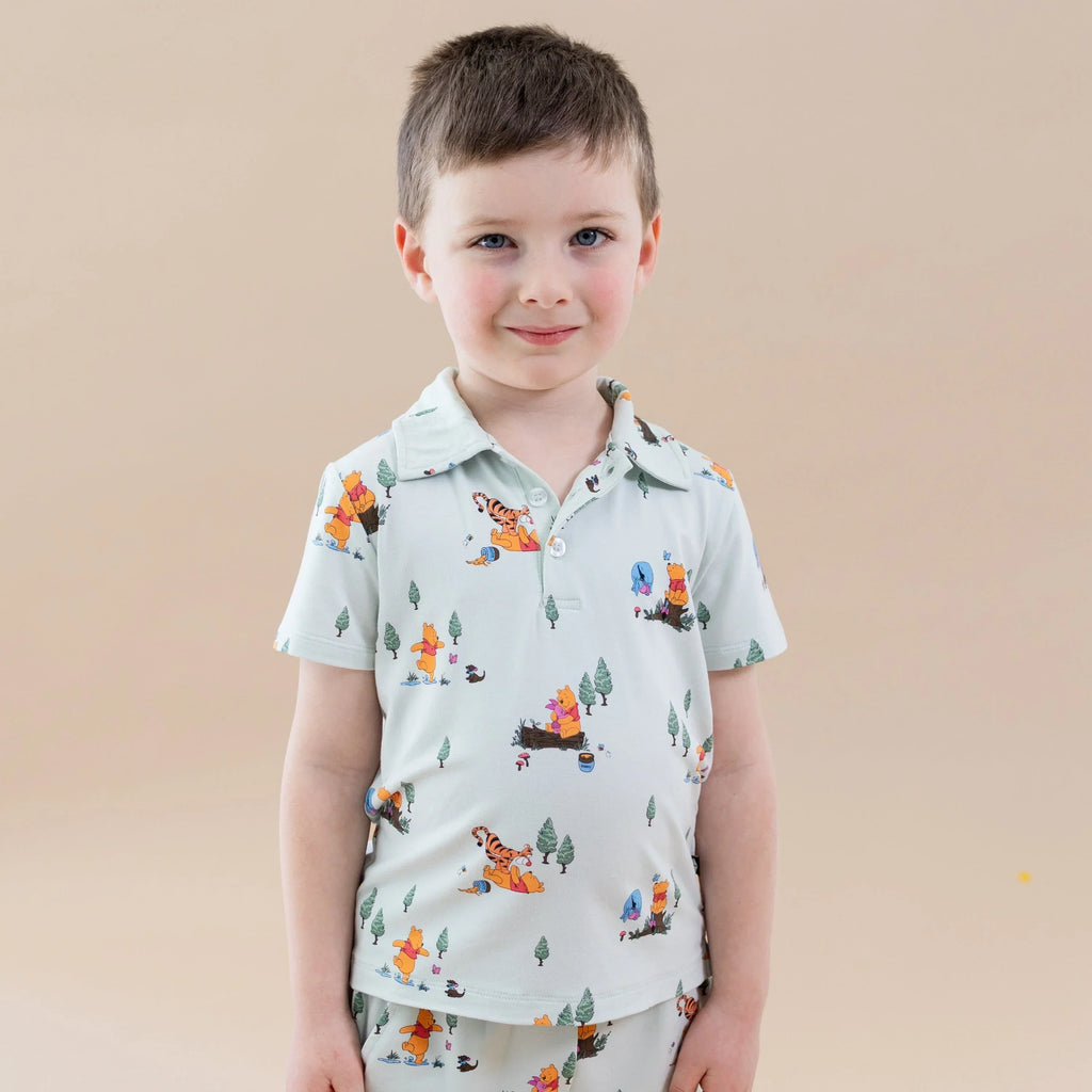 Toddler Short Sleeve Polo in Winnie the Pooh Hundred Acre Wood
