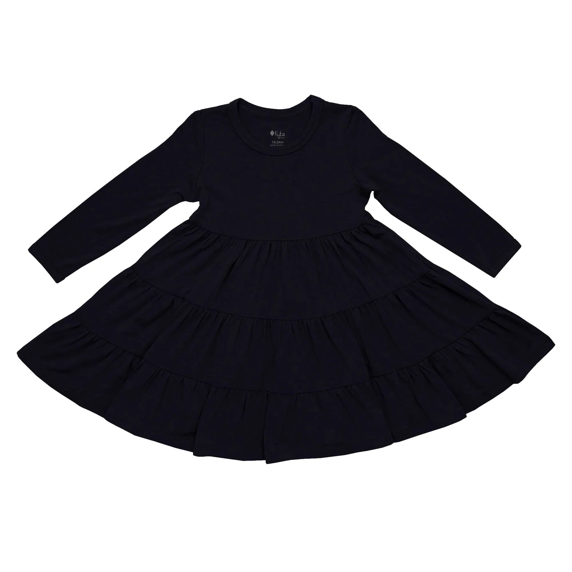 Long Sleeve Tiered Dress in Midnight Secondary image