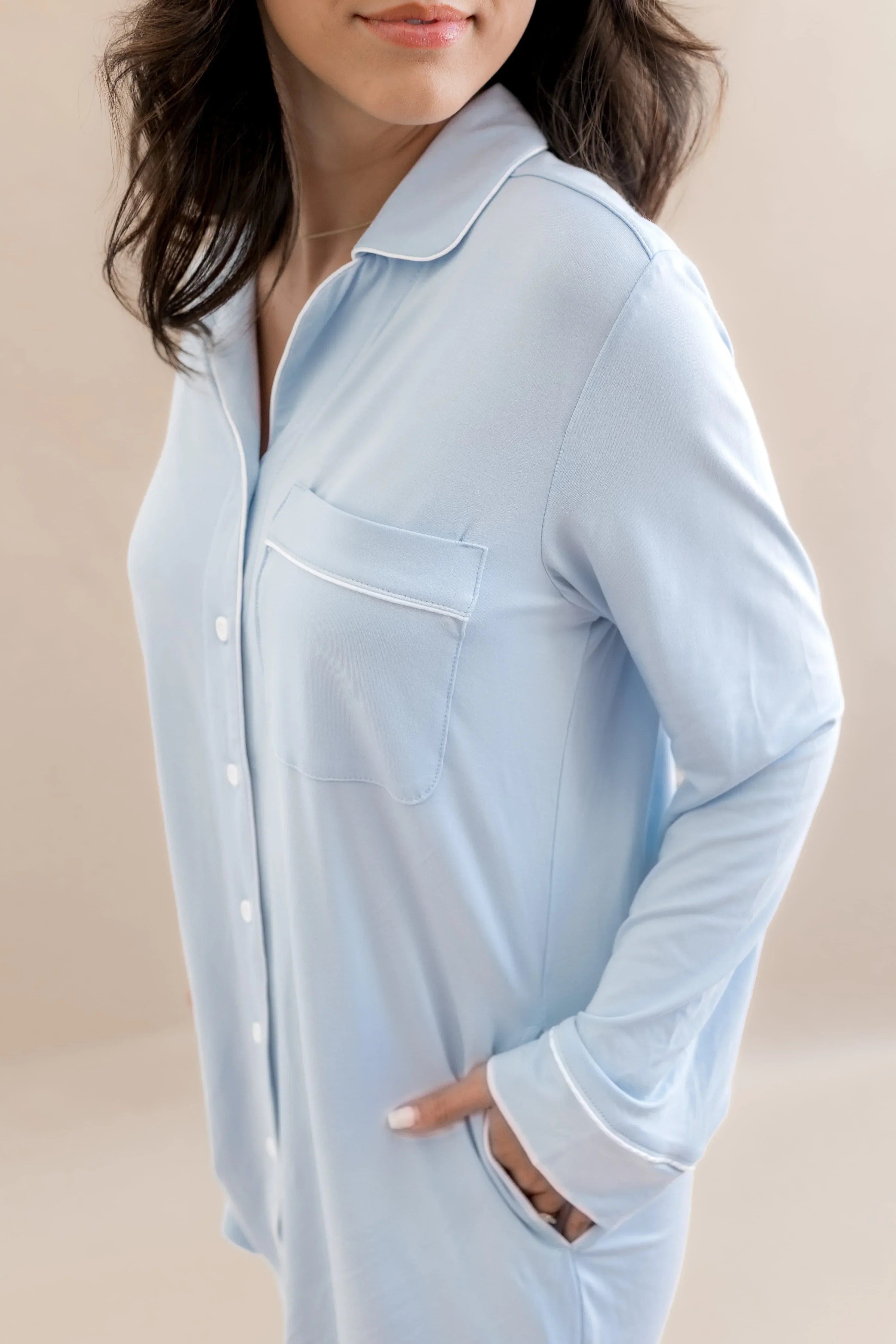 Long Sleeve Women’s Nightshirt in Breeze Secondary image