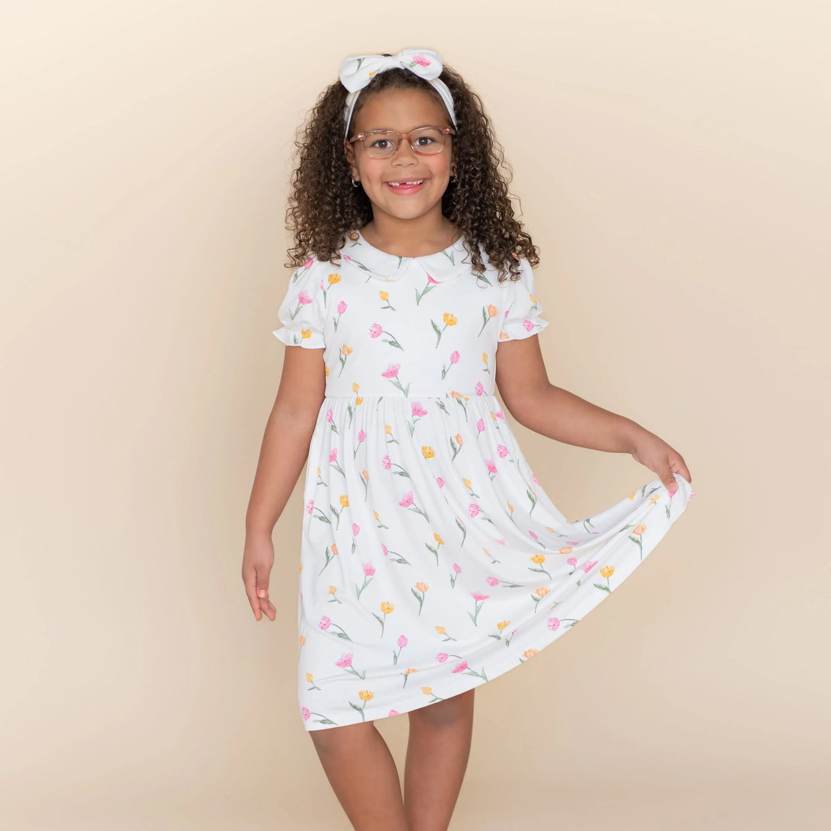 Peter Pan Collar Dress in Tulip Main image