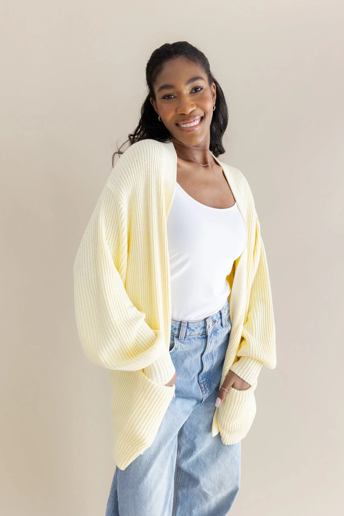 Chunky Knit Women's Oversized Cardigan in Chamomile Main image