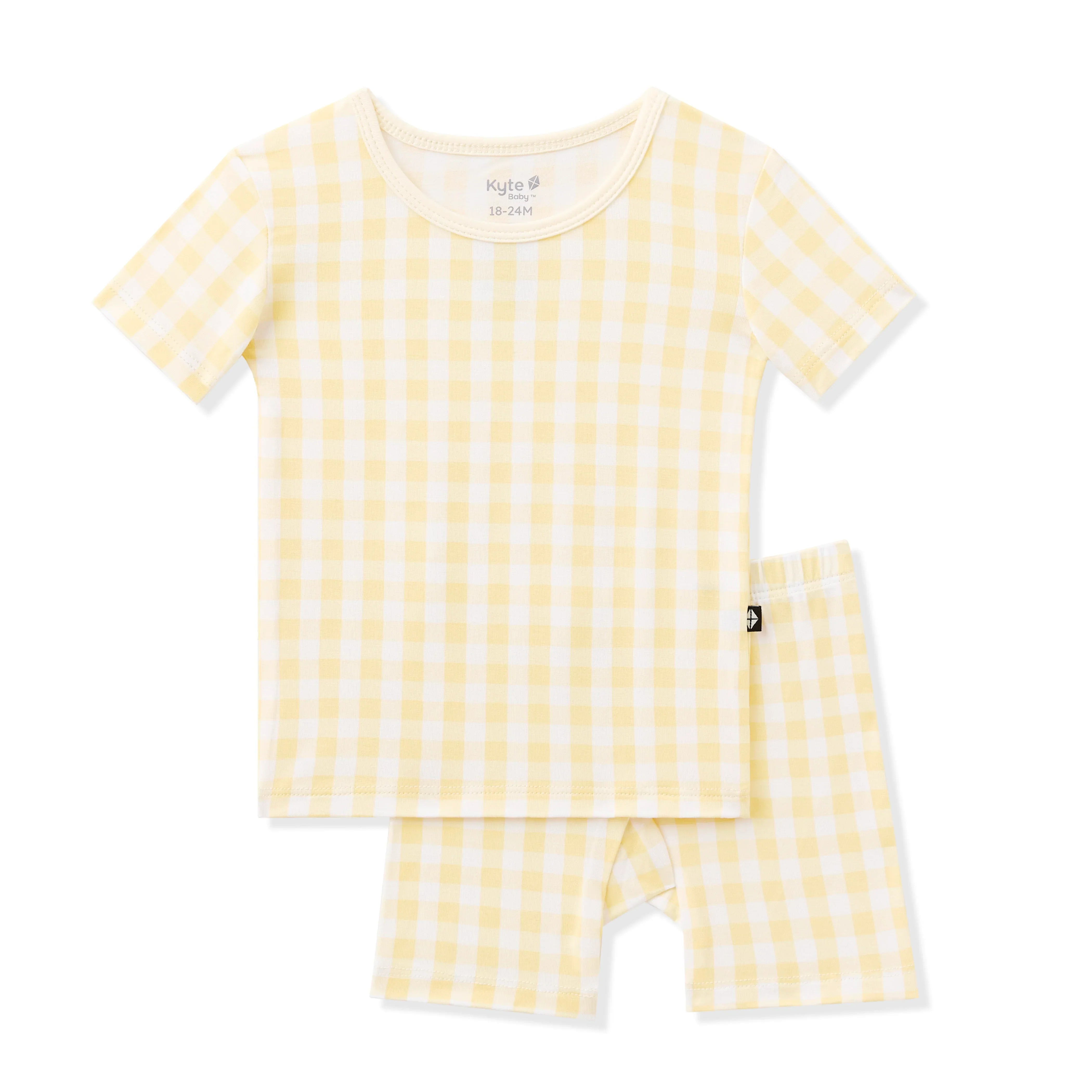 Short Sleeve Pajamas in Gingham Chamomile Secondary image