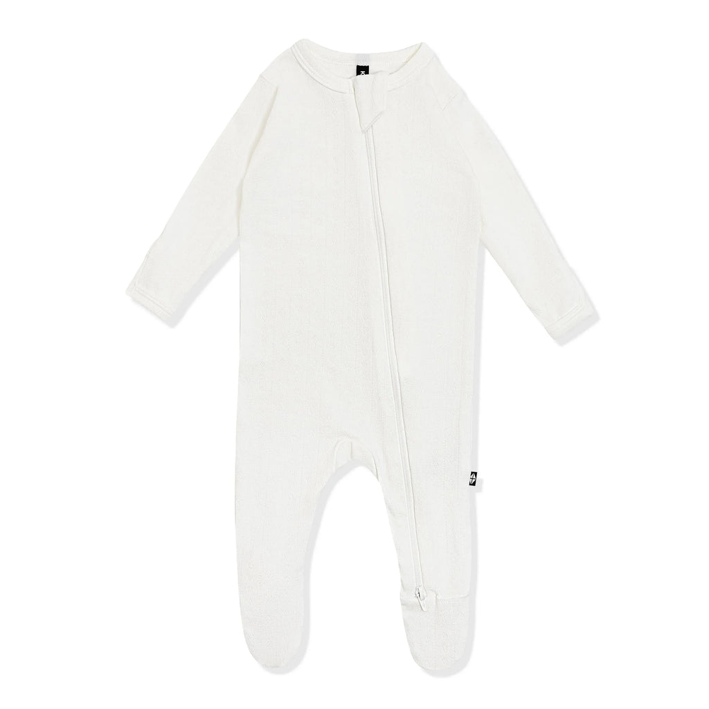 Pointelle Zippered Footie in Cloud