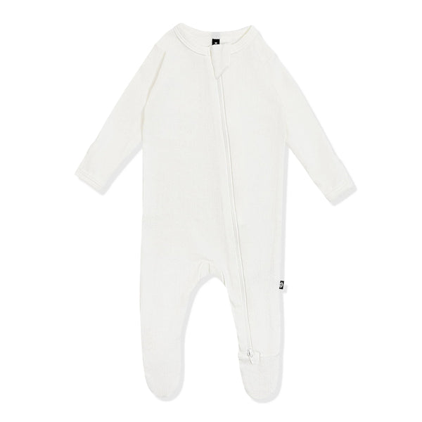 Pointelle Zippered Footie in Cloud