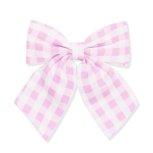 Large Alligator Clip Bow in Gingham Thistle