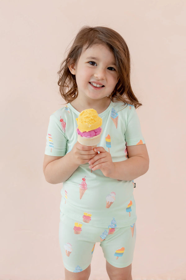 Short Sleeve Pajamas in Mint Ice Cream