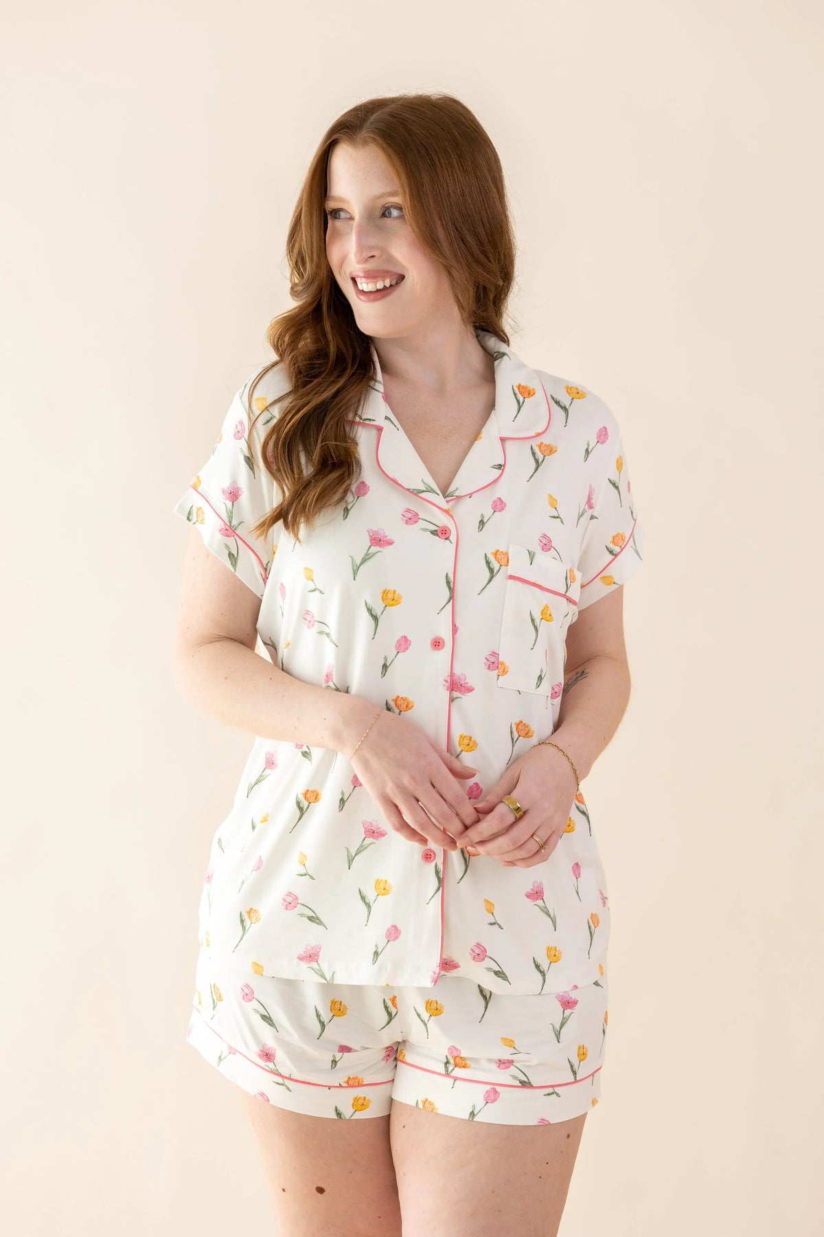 Women's Short Sleeve Pajama Set in Tulip Main image