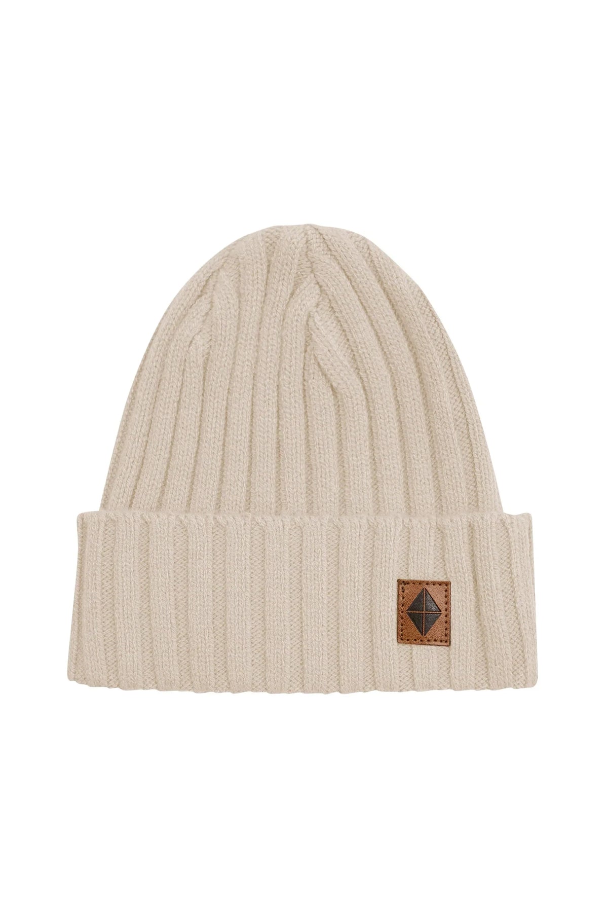 Chunky Knit Ribbed Beanie in Almond Main image