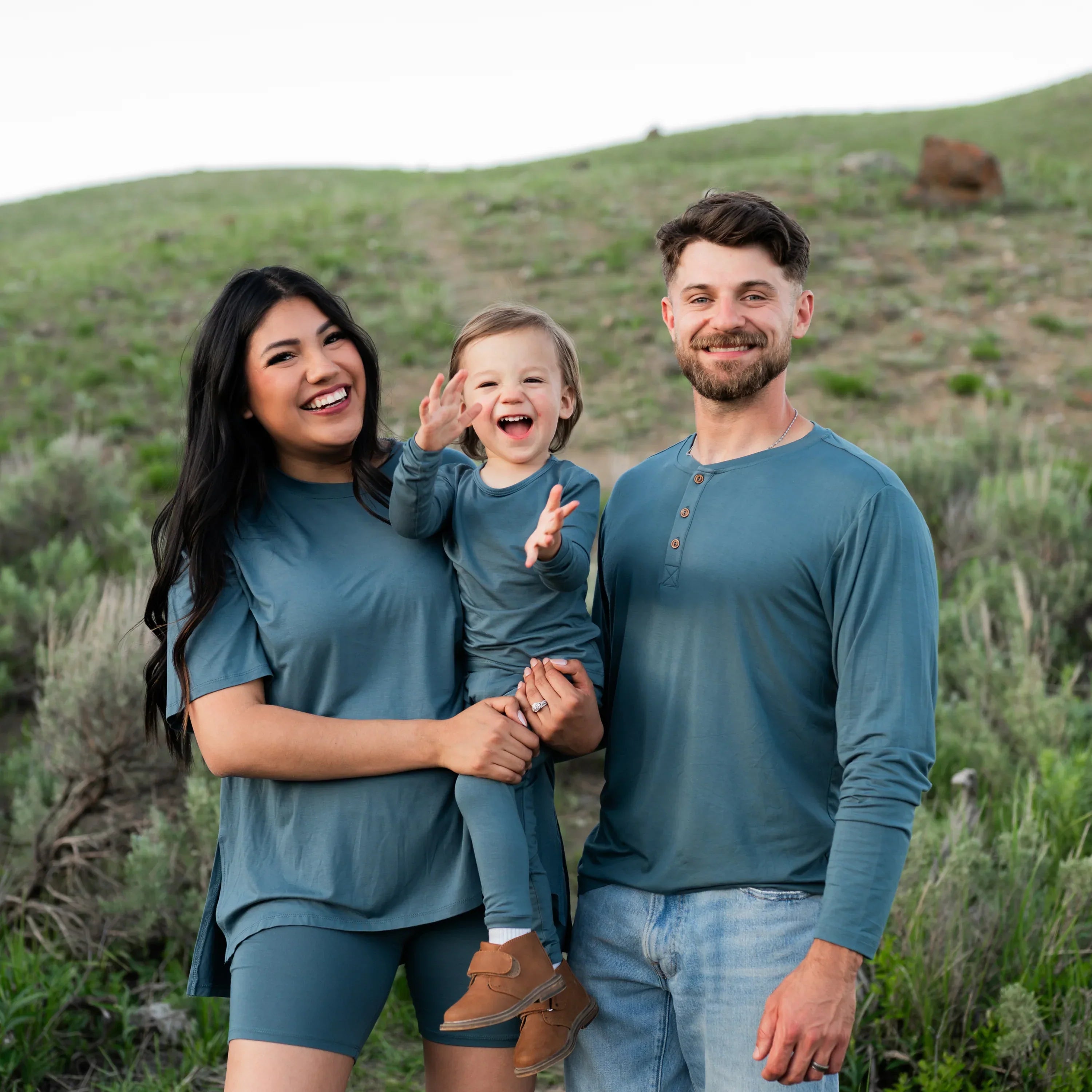 Men's Long Sleeve Henley Top in Atlantic Secondary image
