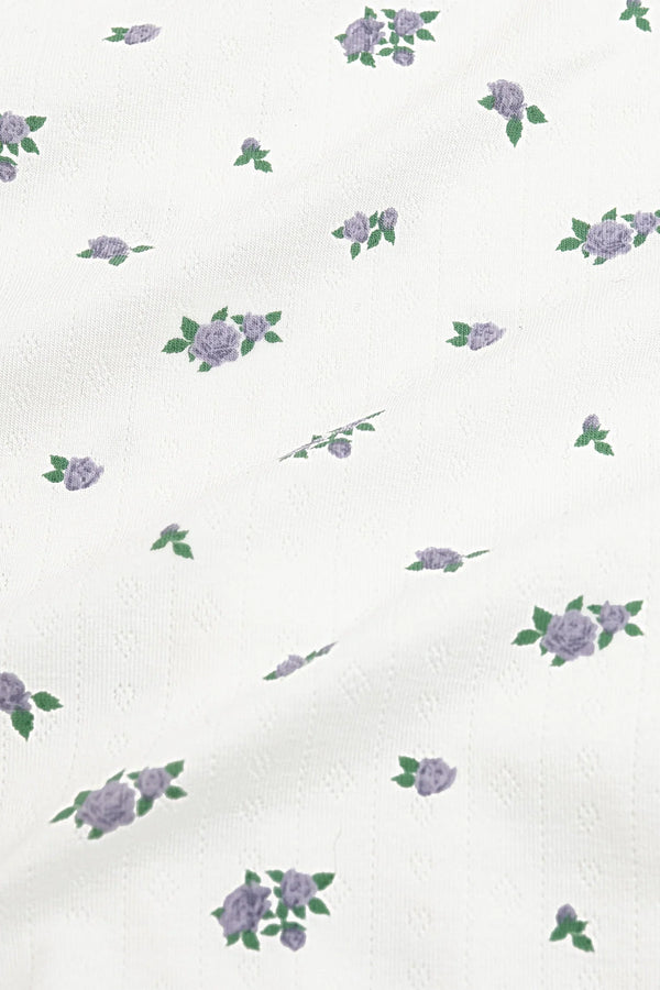 Pointelle Zippered Footie in Spray Rose