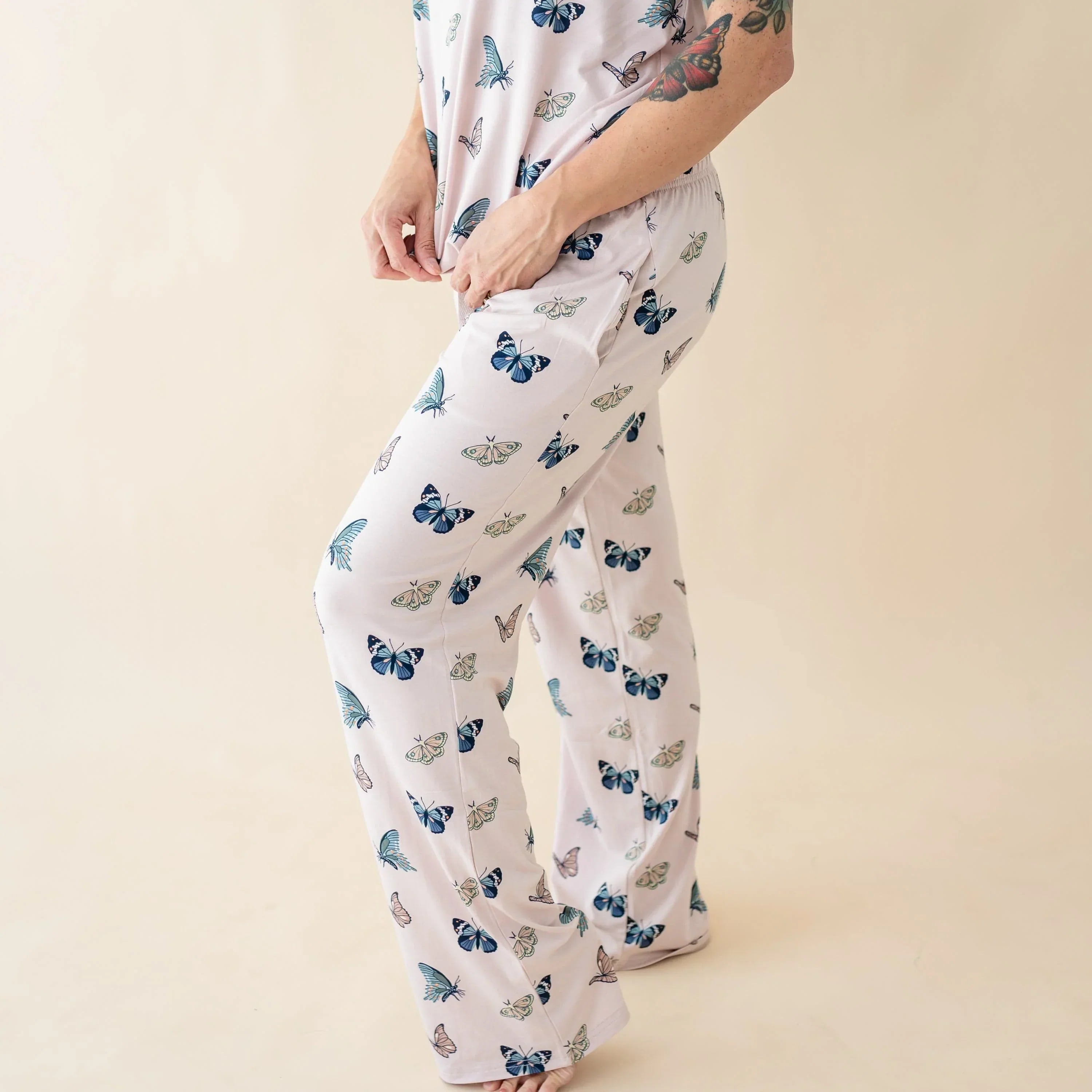 Women's Lounge Pants in Blush Butterfly Secondary image