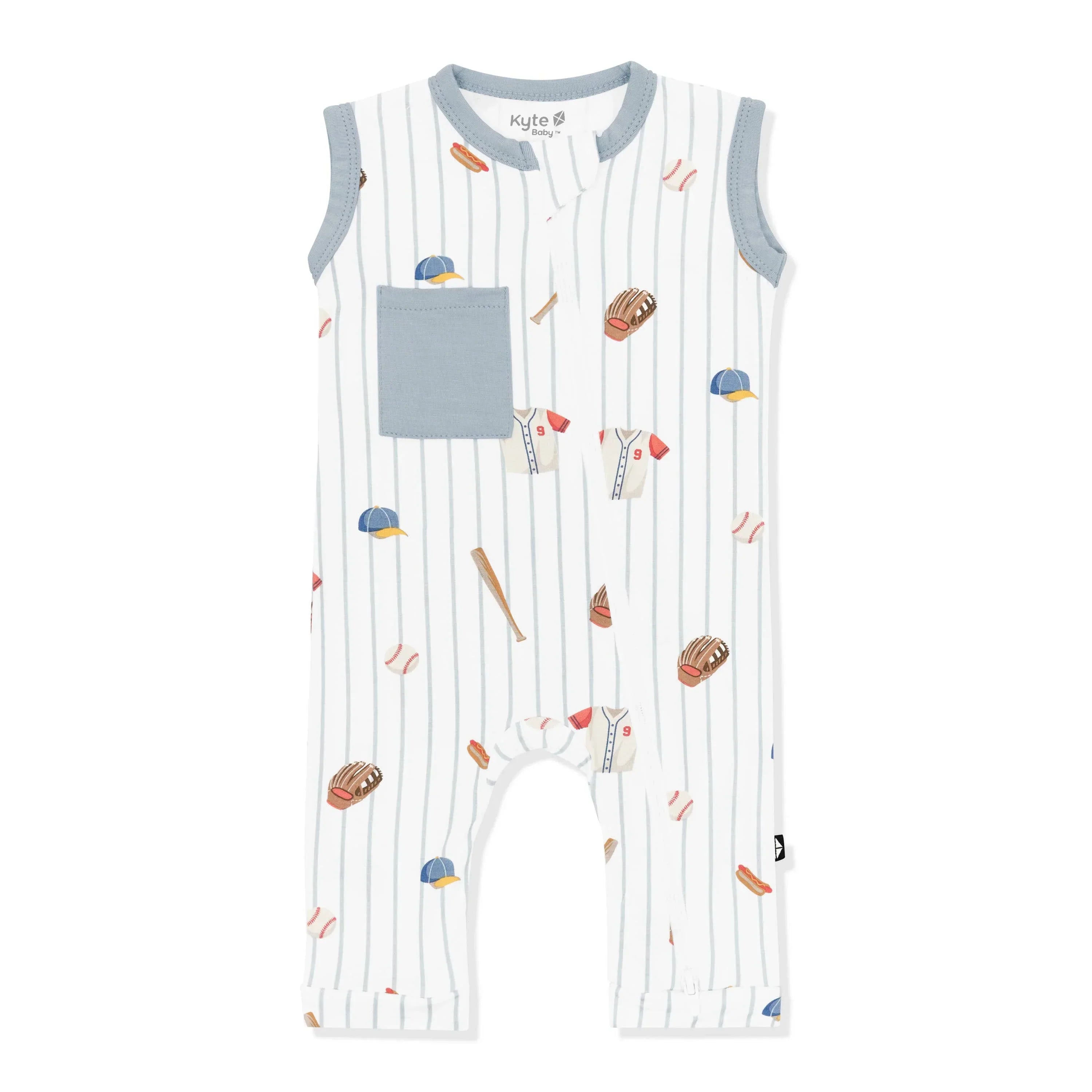Zippered Sleeveless Romper in Home Run Secondary image