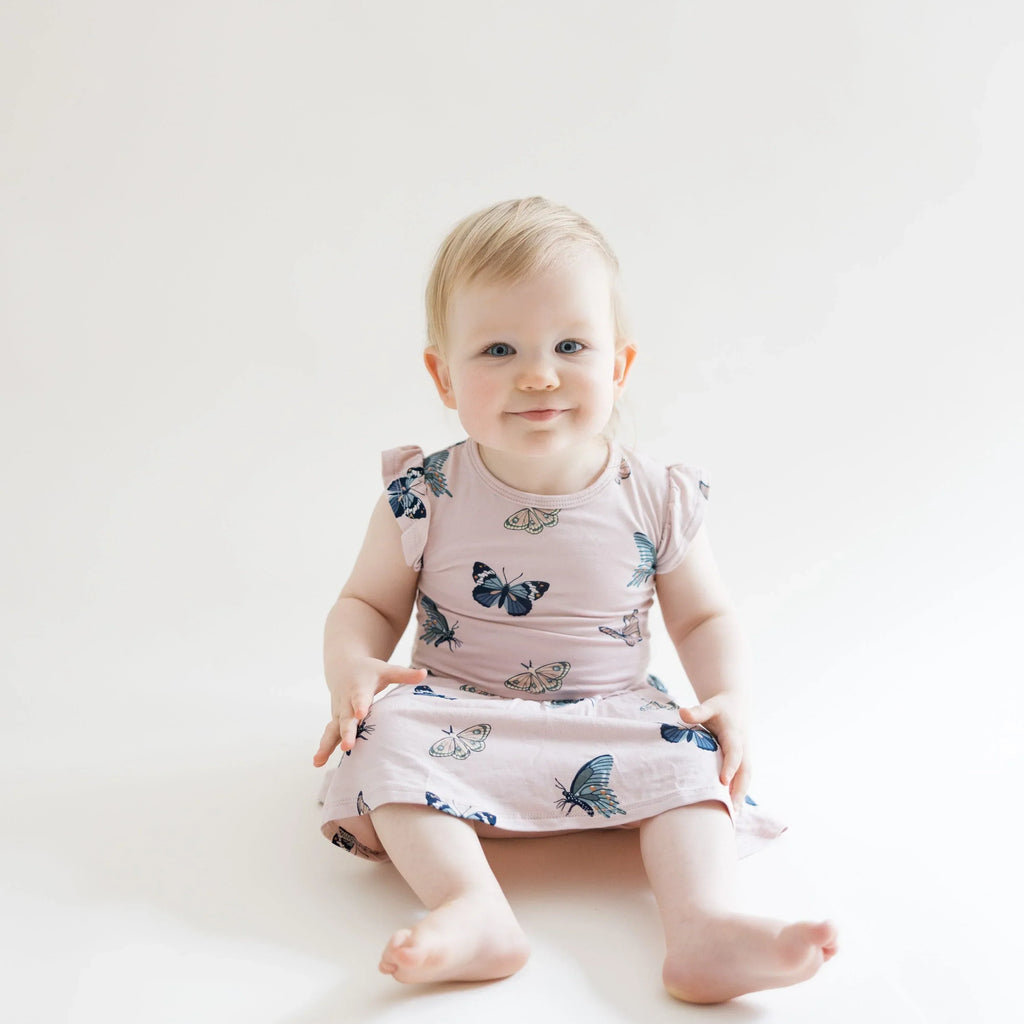 Twirl Bodysuit Dress in Blush Butterfly