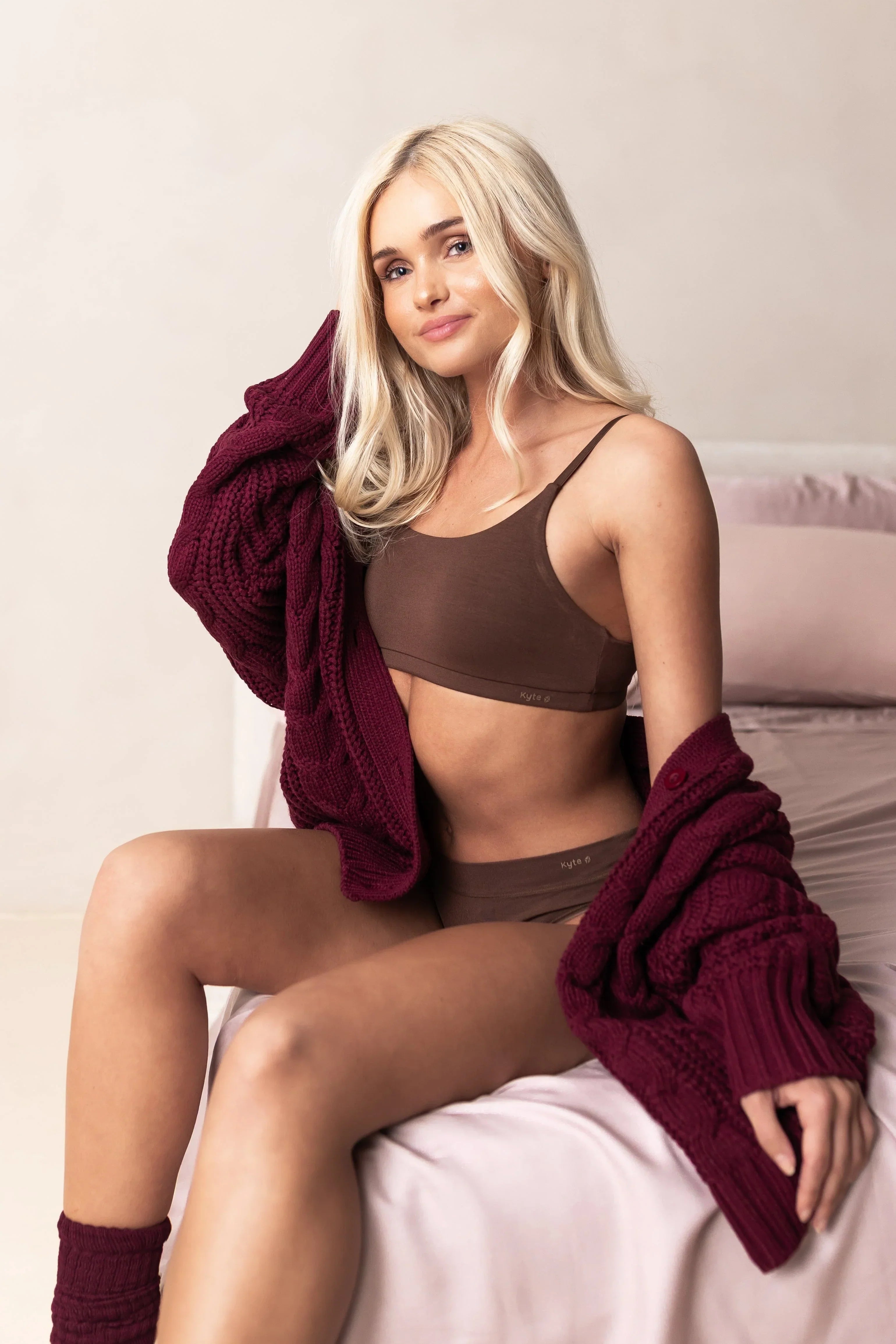 Women's Scoop Neck Bralette in Toffee Secondary image