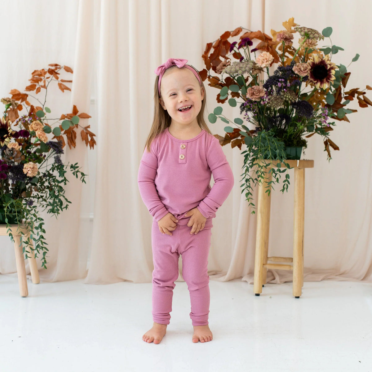 Ribbed Henley Set in Apple Blossom Main image