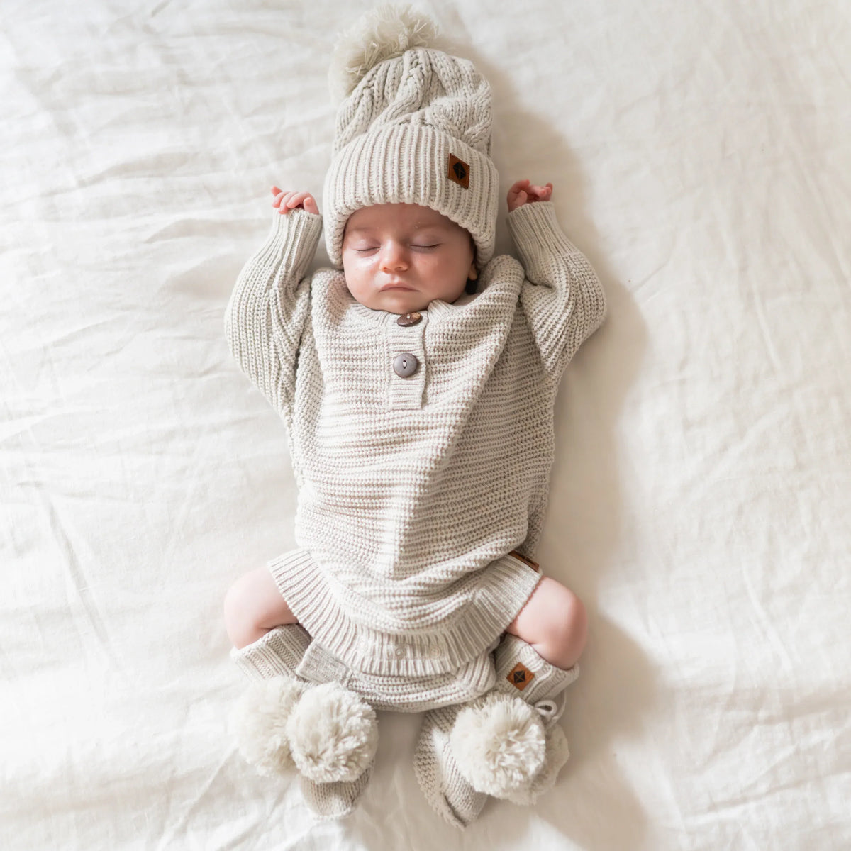 Chunky Knit Romper in Oat Main image