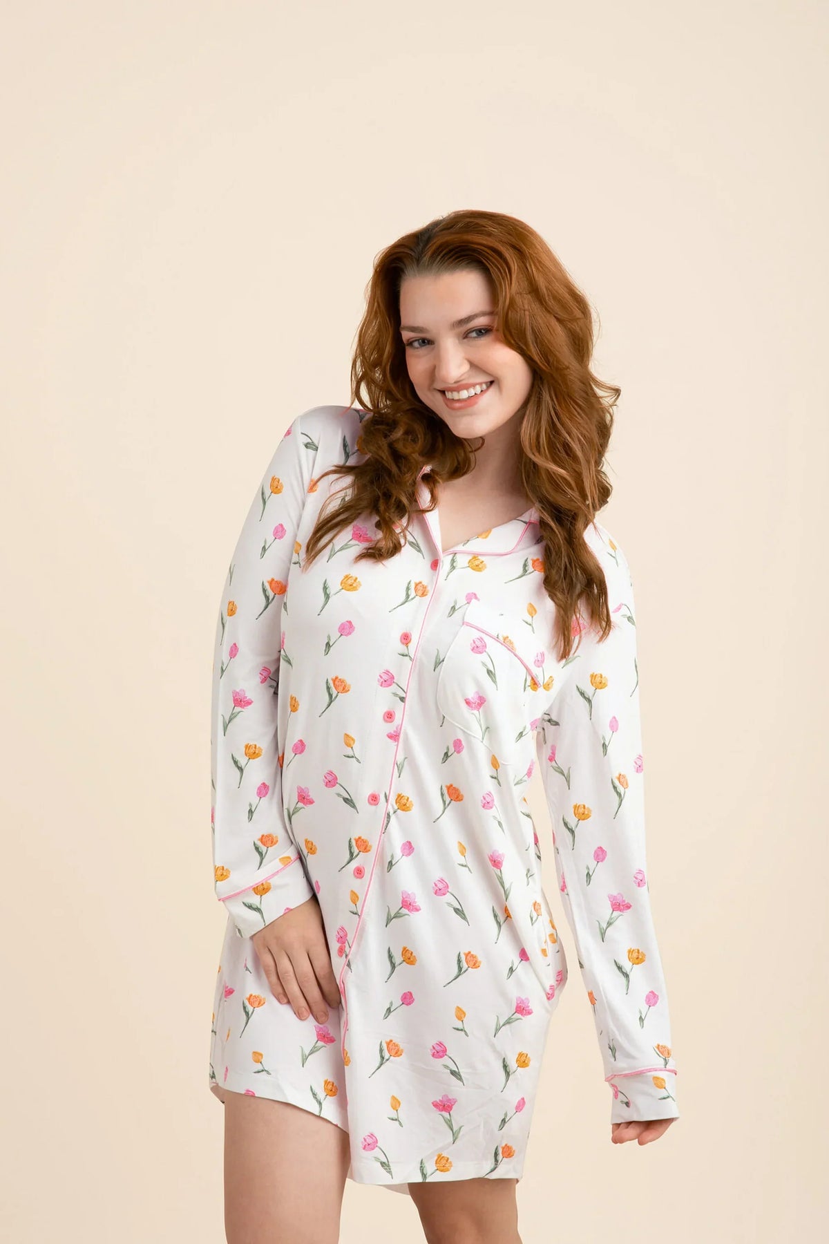 Long Sleeve Women’s Nightshirt in Tulip Main image
