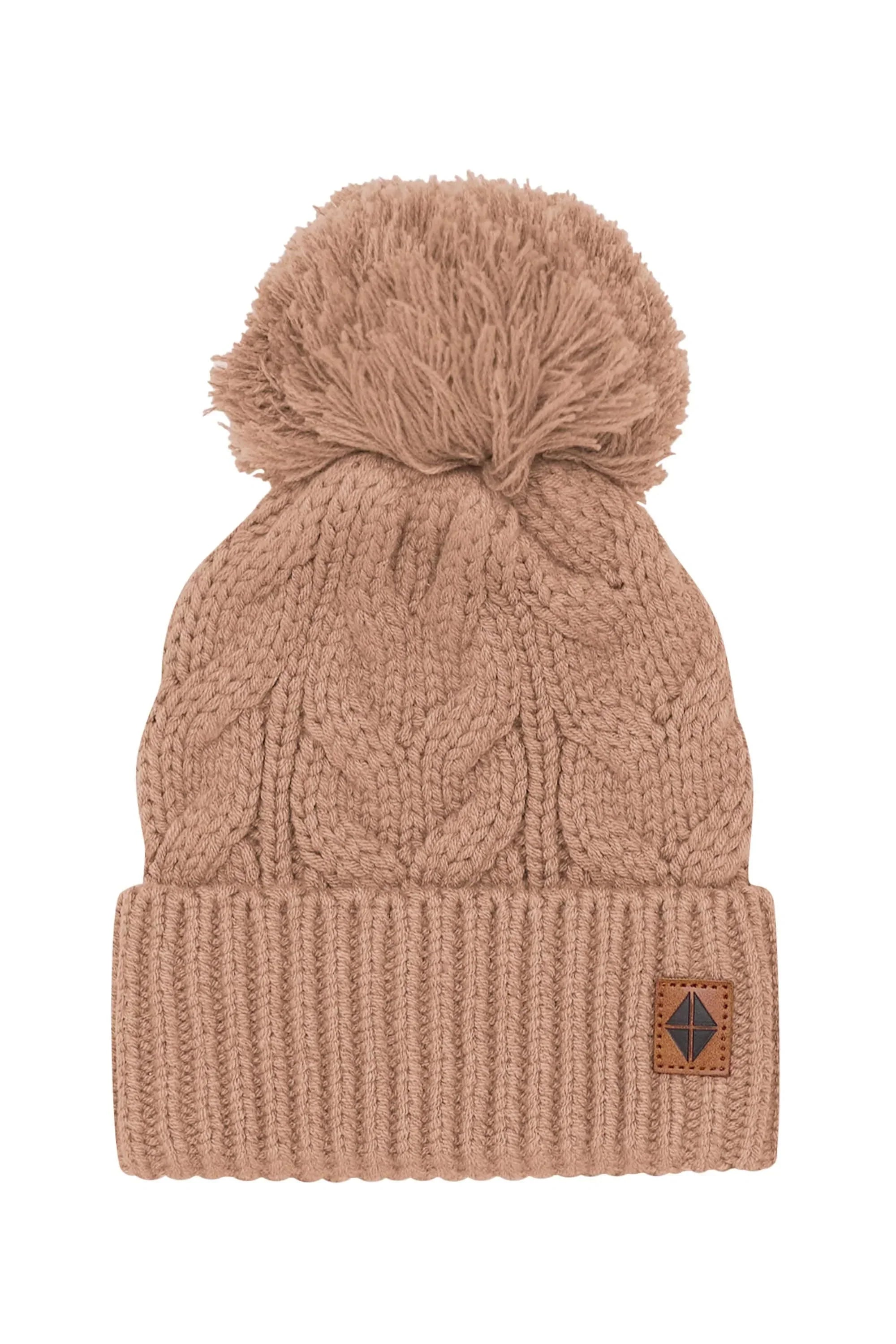 Chunky Cable Knit Beanie in Latte Secondary image