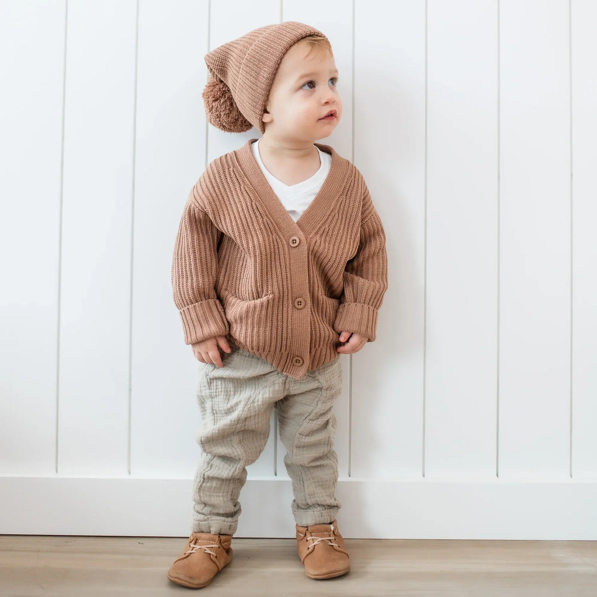 Chunky Knit Oversized Cardigan in Latte Main image