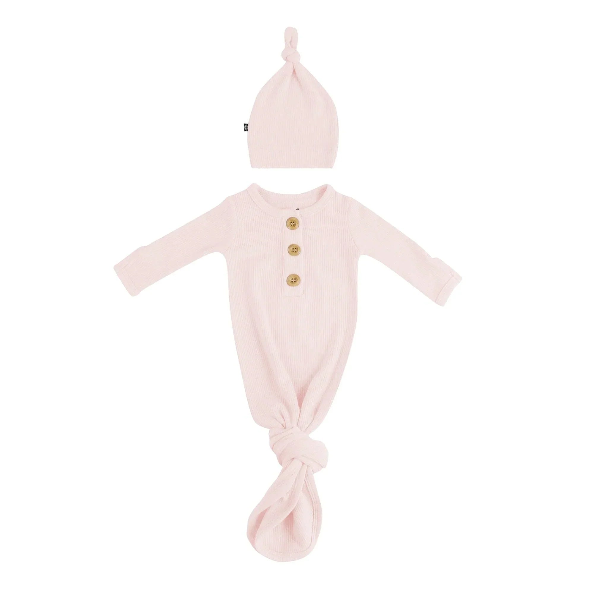 Ribbed Knotted Gown with Hat Set in Blush Secondary image