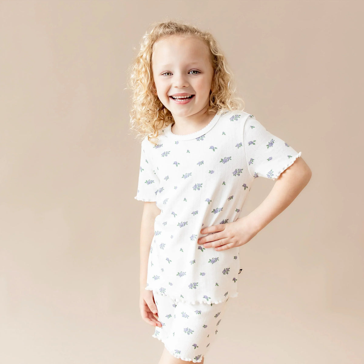 Pointelle Short Sleeve Set in Spray Rose Main image