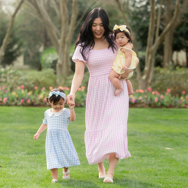 Peter Pan Collar Dress in Gingham Breeze