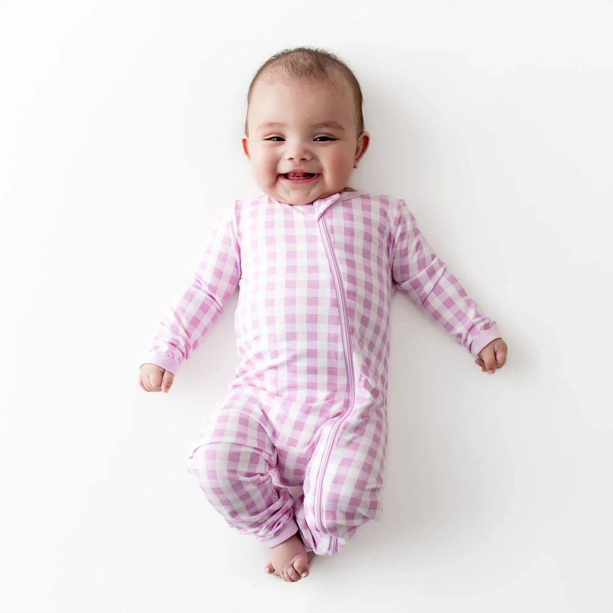 Zippered Romper in Gingham Thistle Main image