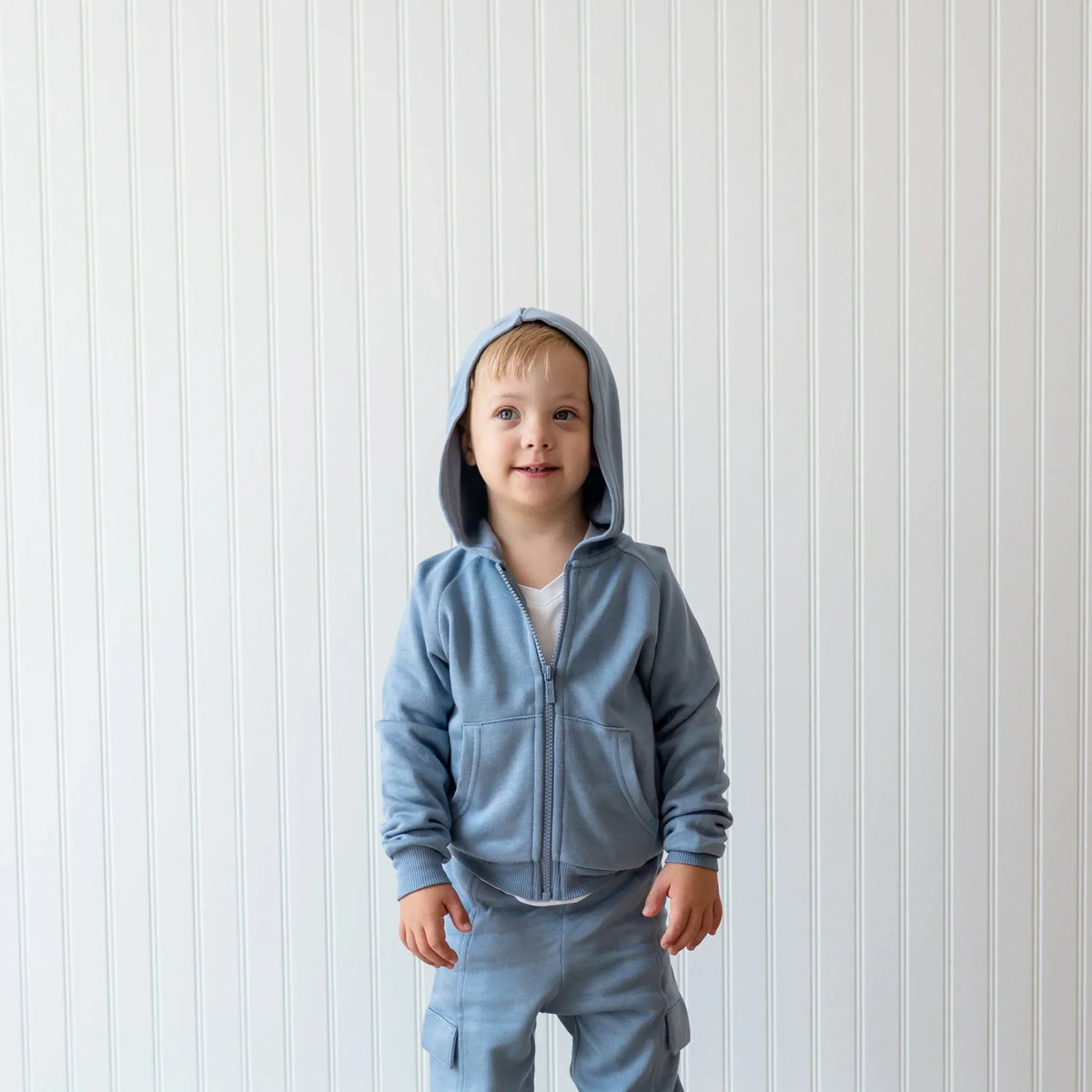 Fleece Zip Up Hoodie in Slate Main image