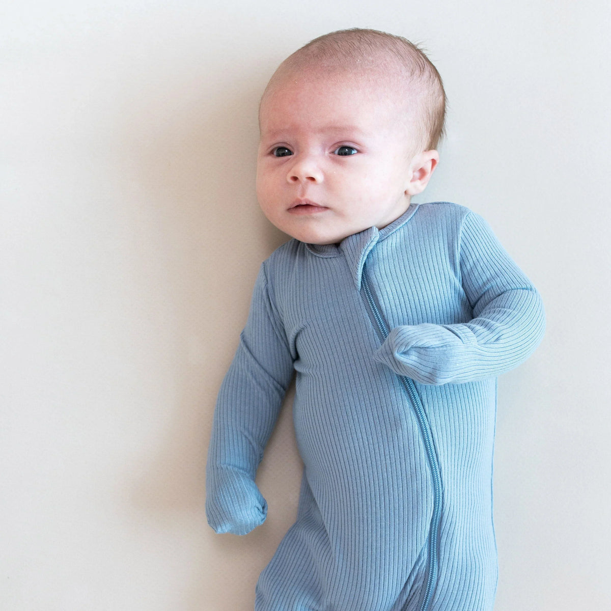 Ribbed Zipper Romper in Slate Main image