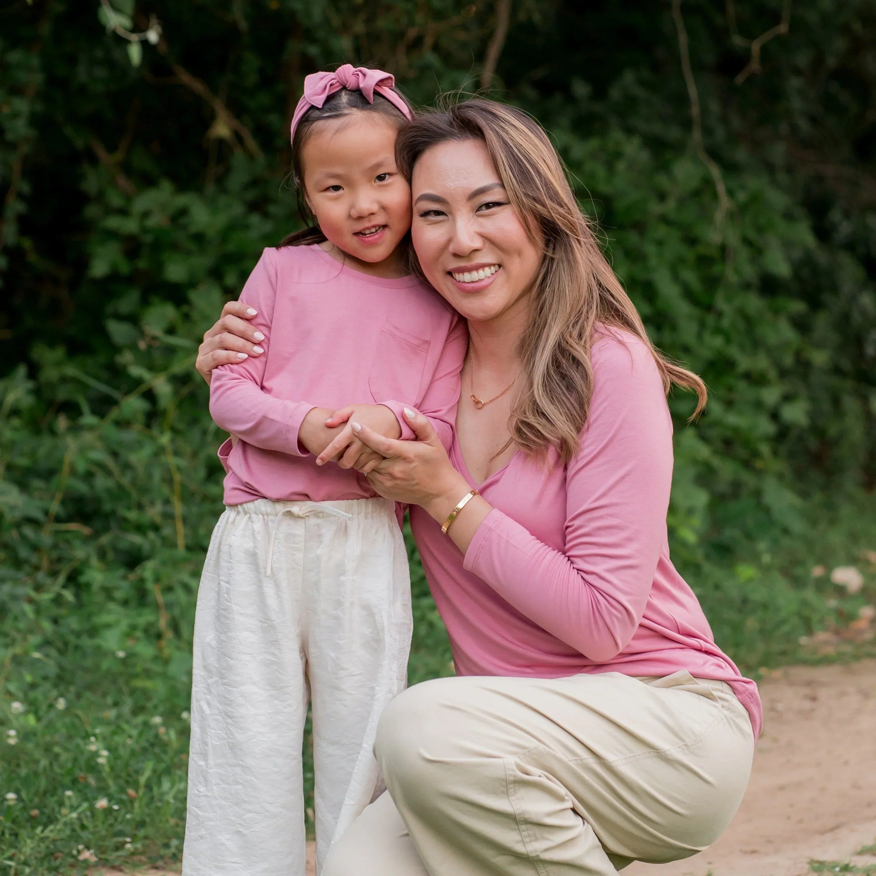 Long Sleeve Toddler Crew Neck Tee in Apple Blossom Secondary image