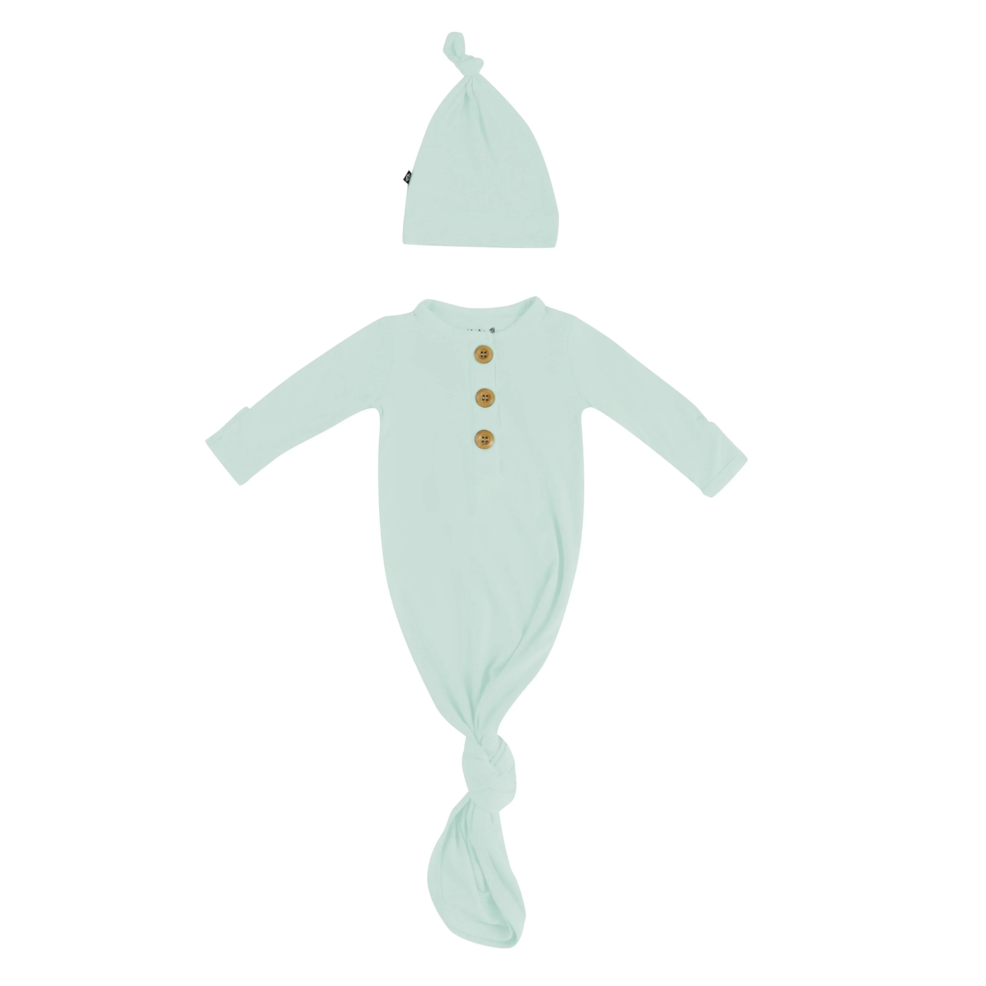 Knotted Gown with Hat Set in Sage Secondary image
