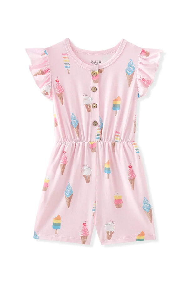 Flutter Sleeve Romper in Sakura Ice Cream