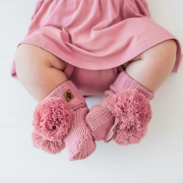 Knit Booties in Apple Blossom
