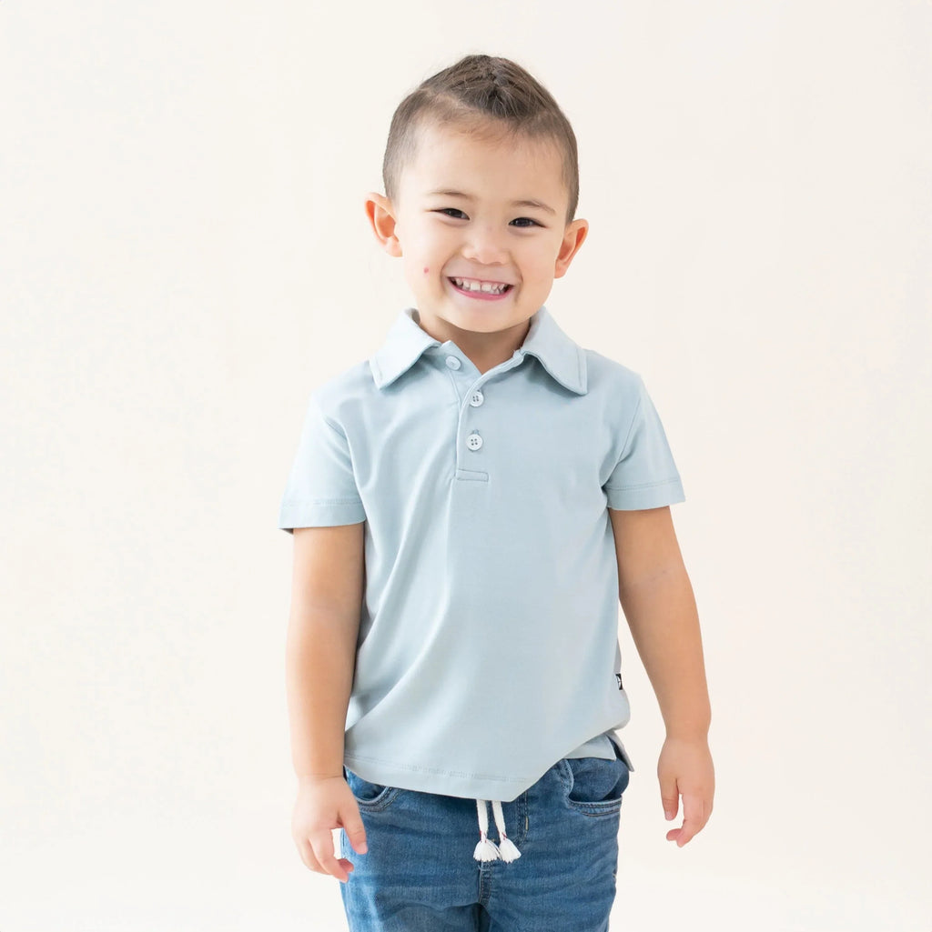 Toddler Short Sleeve Polo in Fog