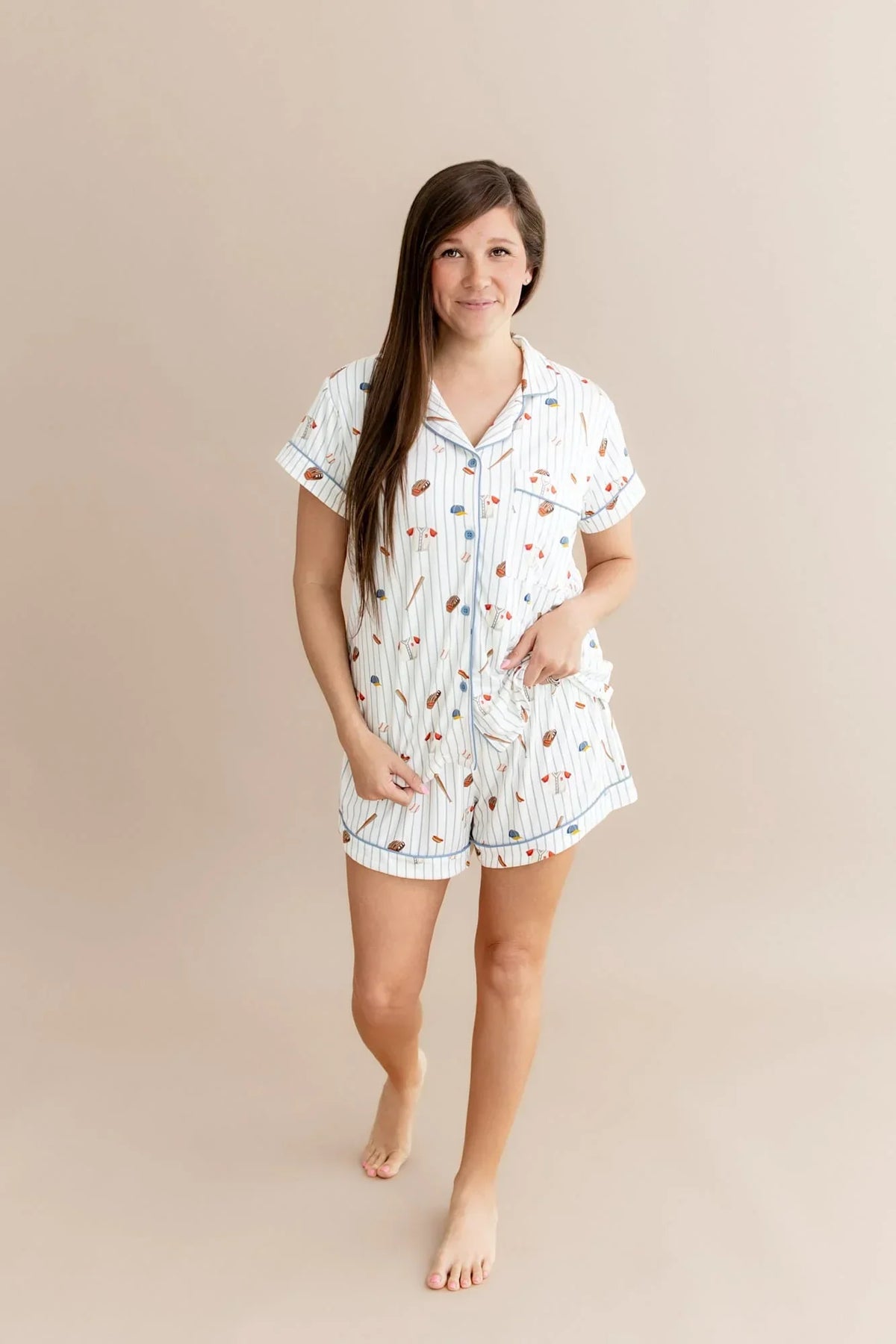 Women's Short Sleeve Pajama Set in Home Run Main image