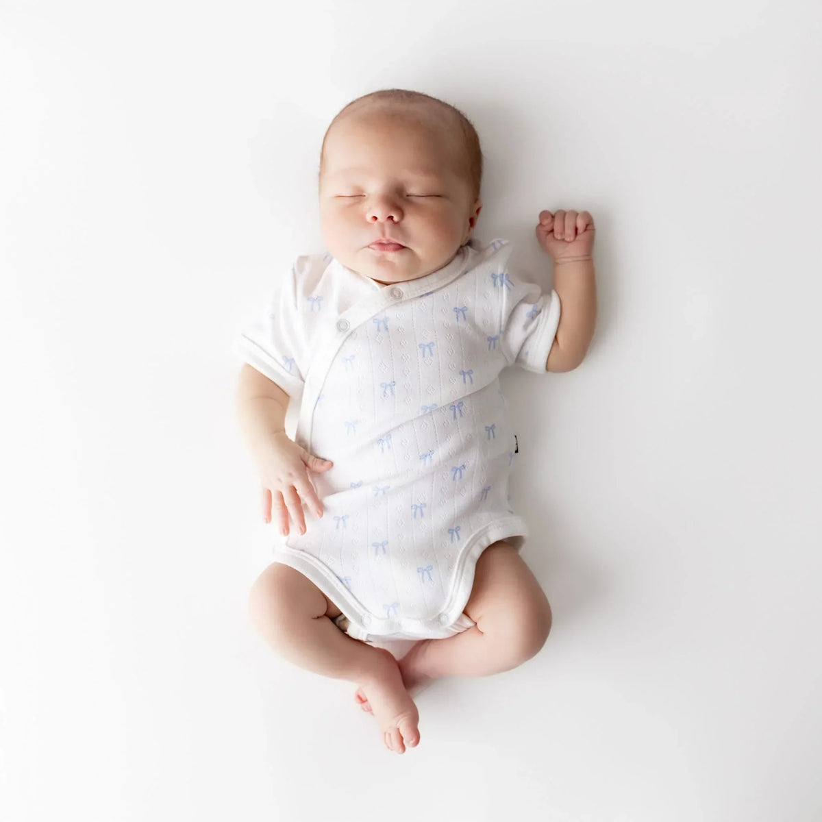 Pointelle Kimono Bodysuit in Sweet Blue Bow Main image